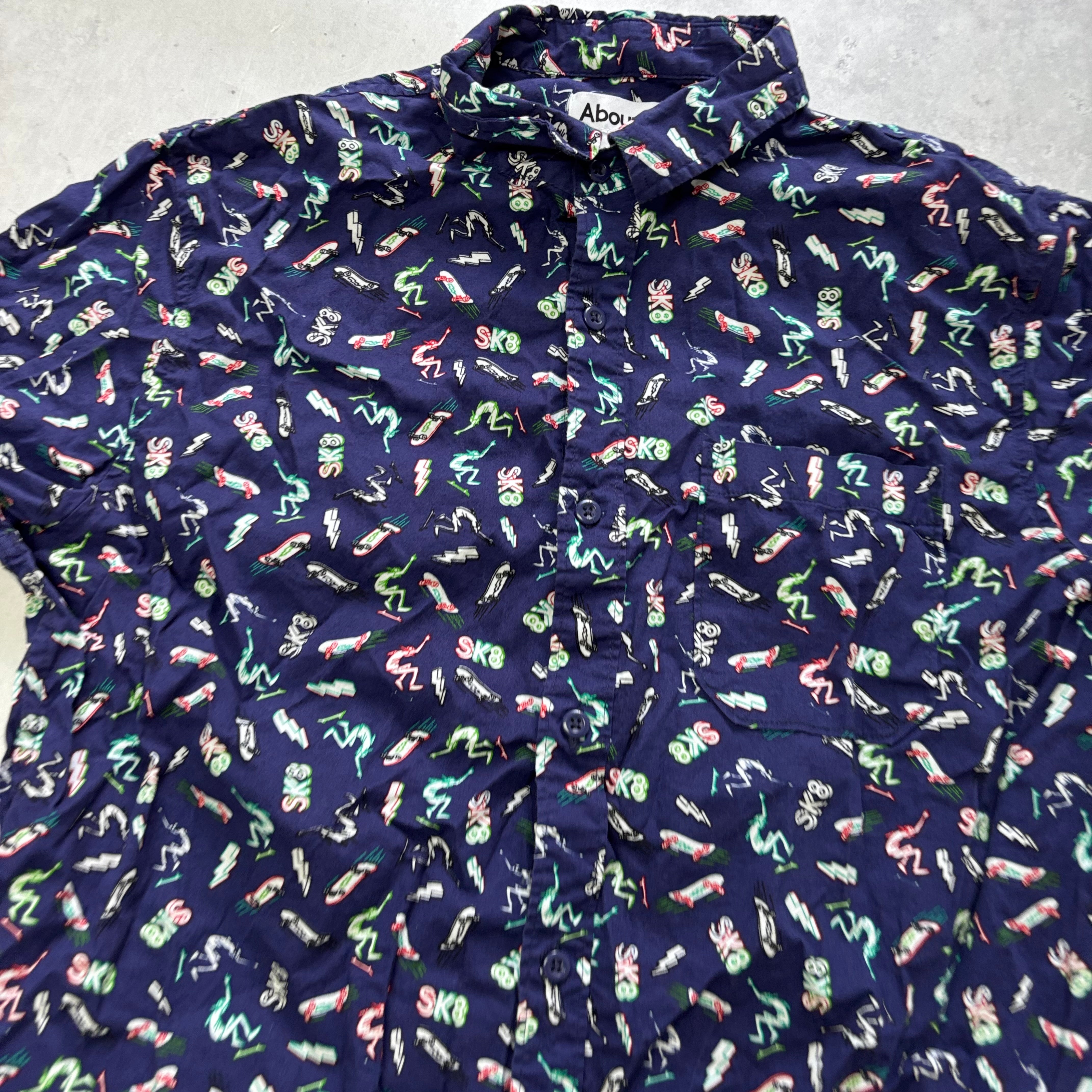 Hawaiian Shirt Mens Small Navy Blue Floral Aloha Short Sleeve Rayon (E)