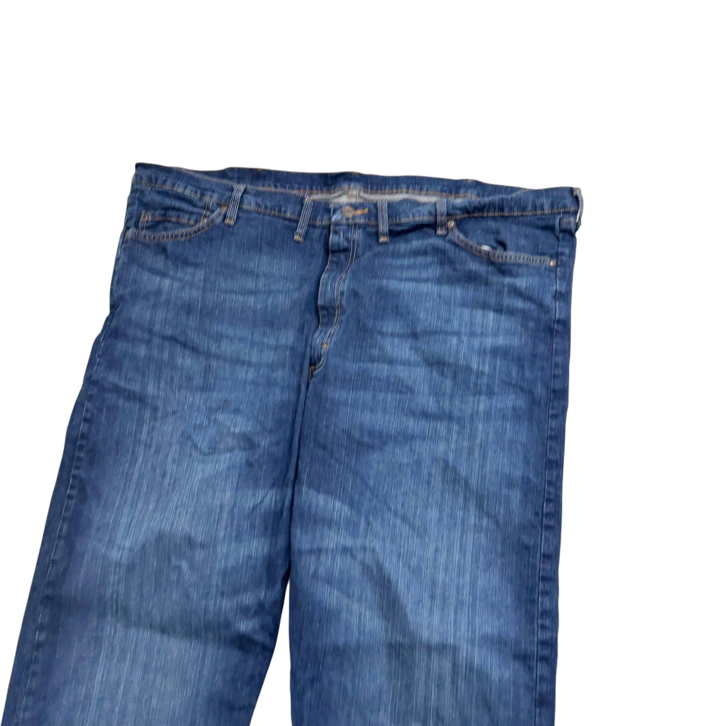 Wrangler Jeans W48 L30 Mens Dark Blue Relaxed Straight Fit Stretch Denim (E)