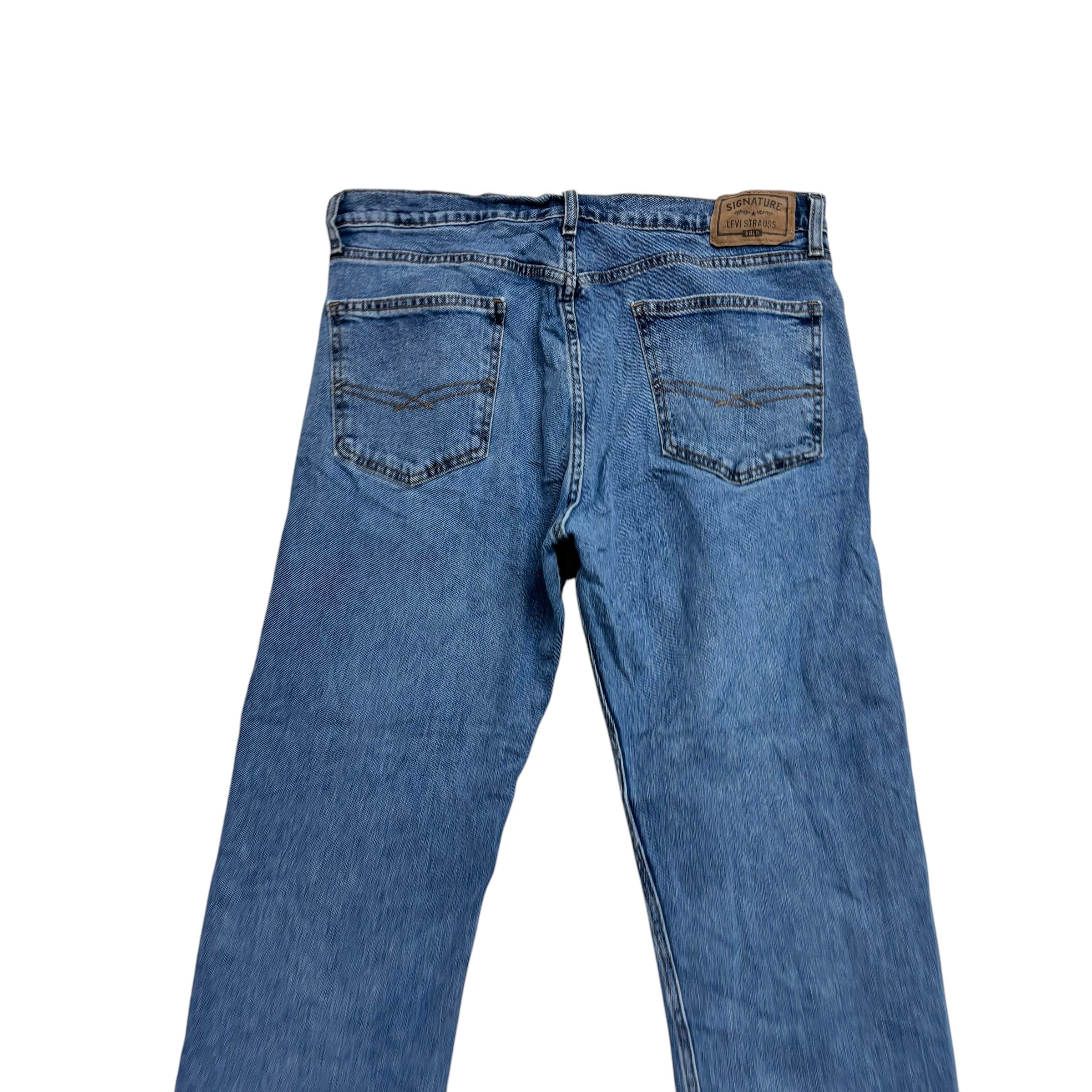 Levis Signature Jeans W34 L29 Mens Mid Blue Regular Straight Stretch Denim (E)