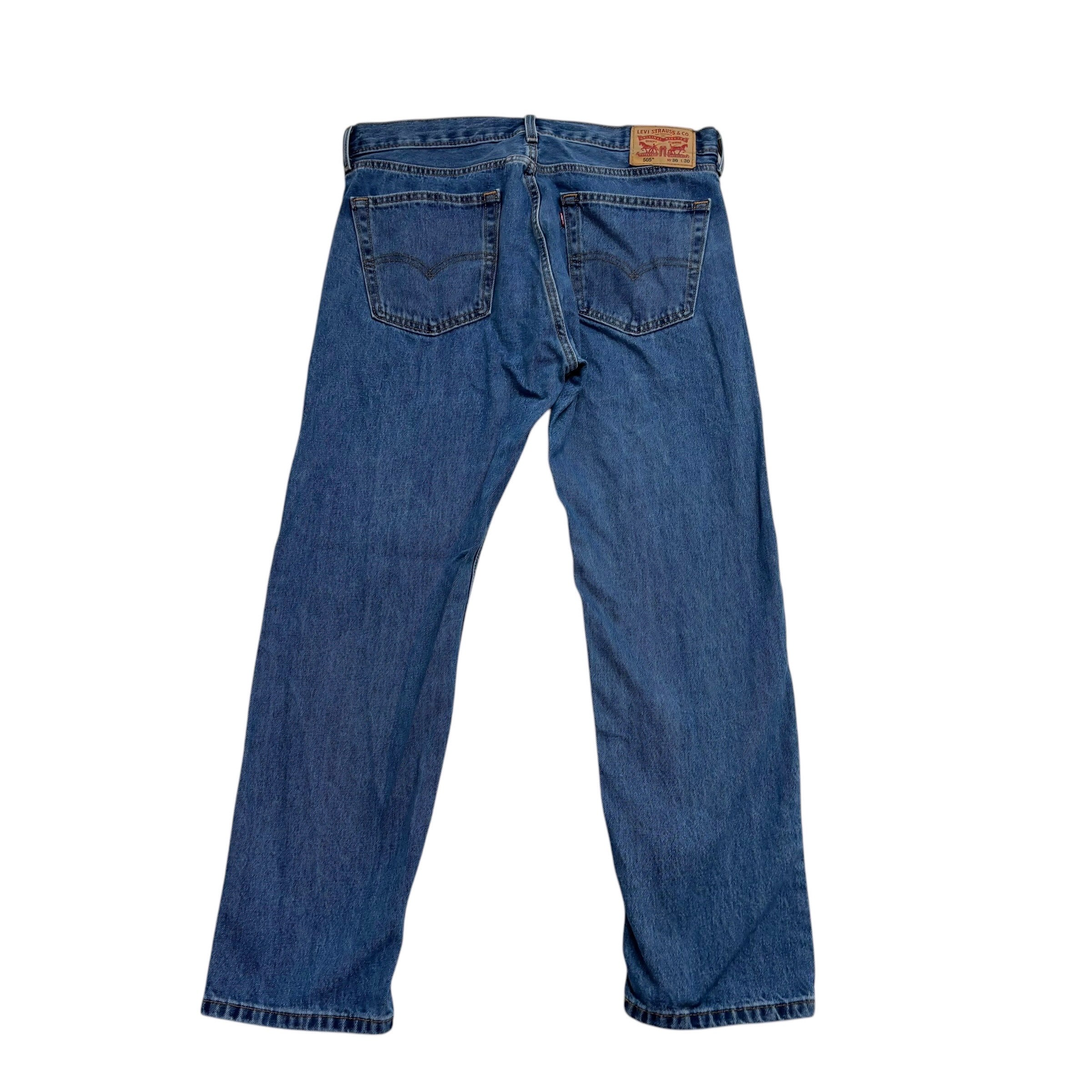 Levis 505 Jeans W36 L30 Mens Mid Blue Regular Straight Fit Denim