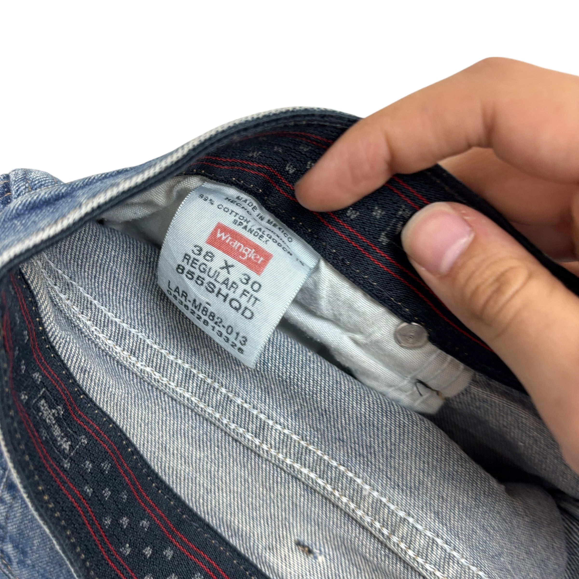 Wrangler Jeans W38 L28 Mens Mid Blue Regular Straight Fit Stretch Denim