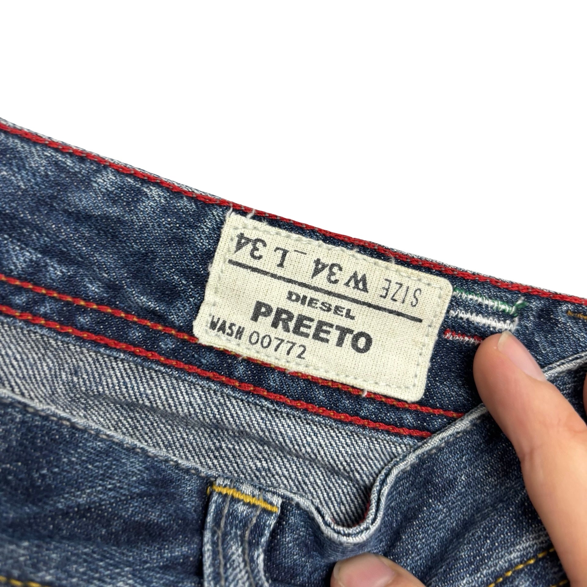 Diesel Preeto Jeans W34 L30 Mens Mid Blue Relaxed Bootcut Fit Denim