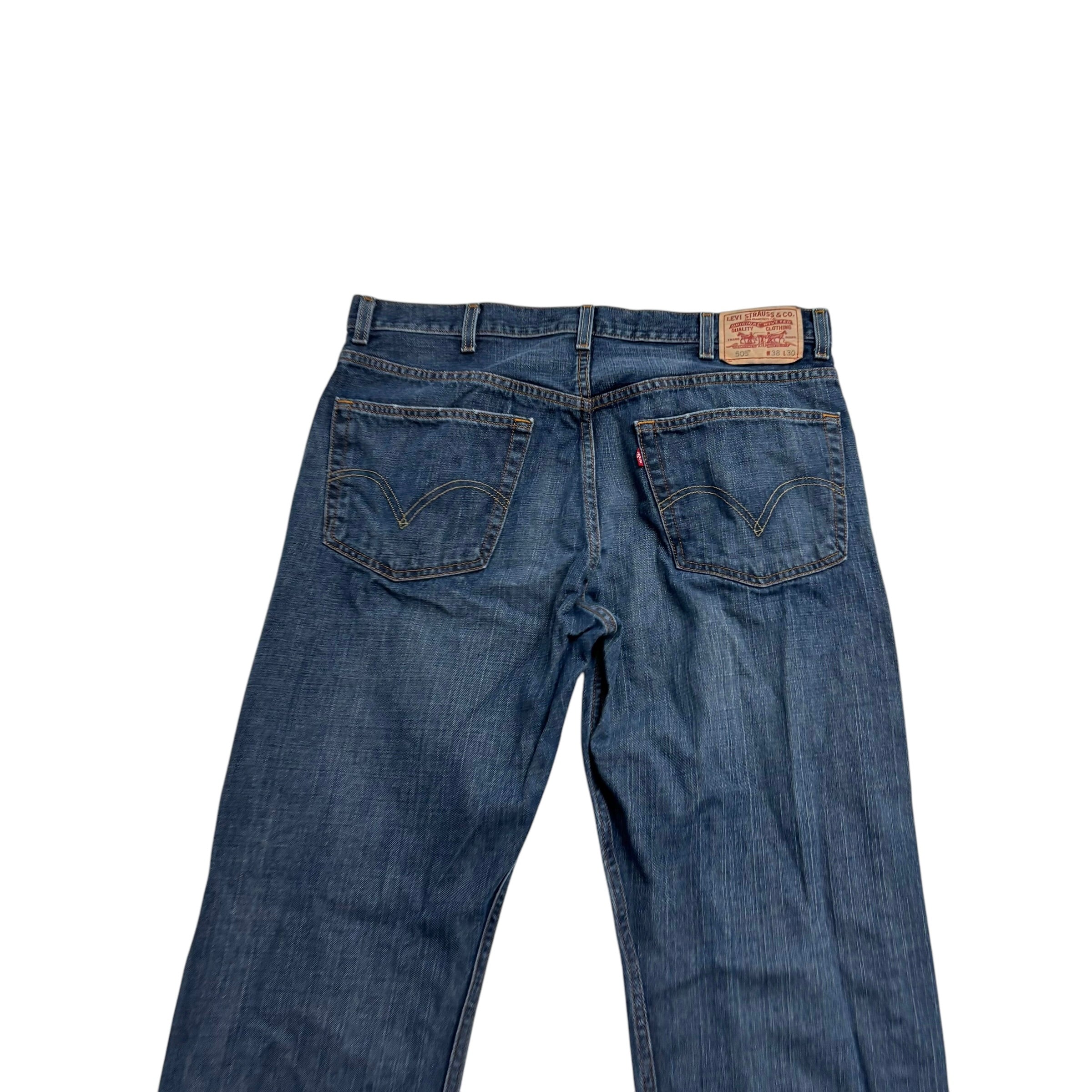 Levis 505 Jeans W38 L30 Mens Dark Blue Regular Straight Fit Vintage Denim