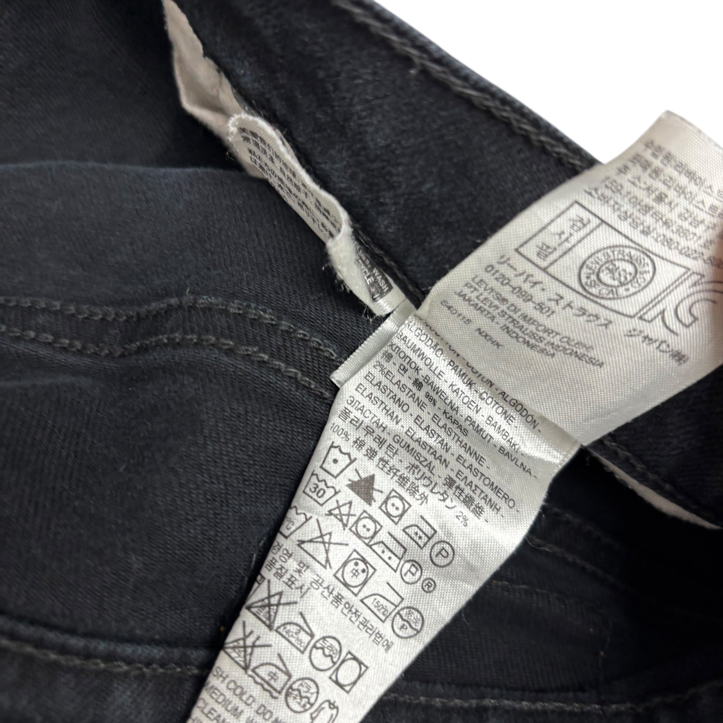Levis 514 Jeans W34 L29 Mens Black Regular Straight Fit Stretch Denim