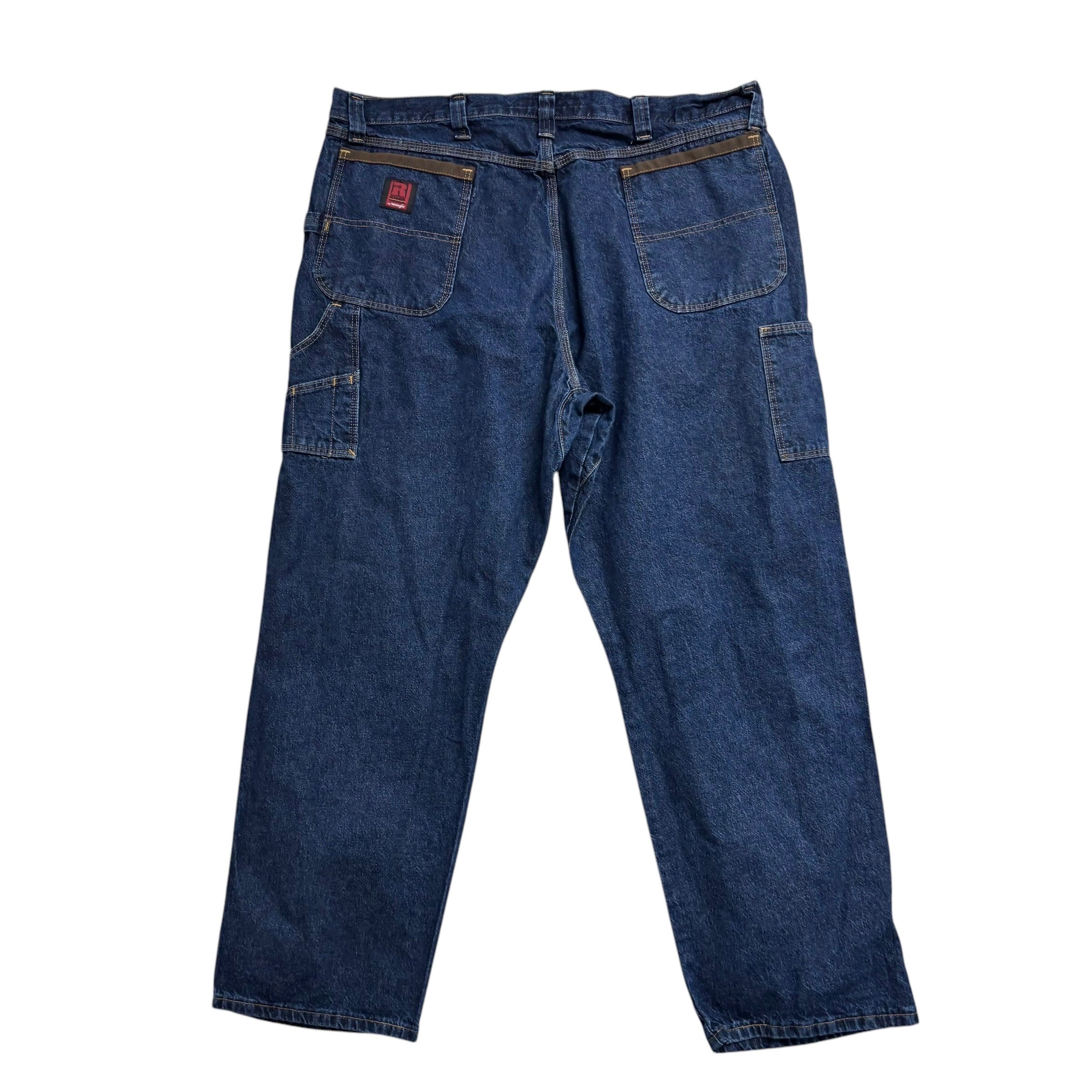 Wrangler Jeans W42 L30 Mens Dark Blue Relaxed Straight Fit Vintage Denim (E)