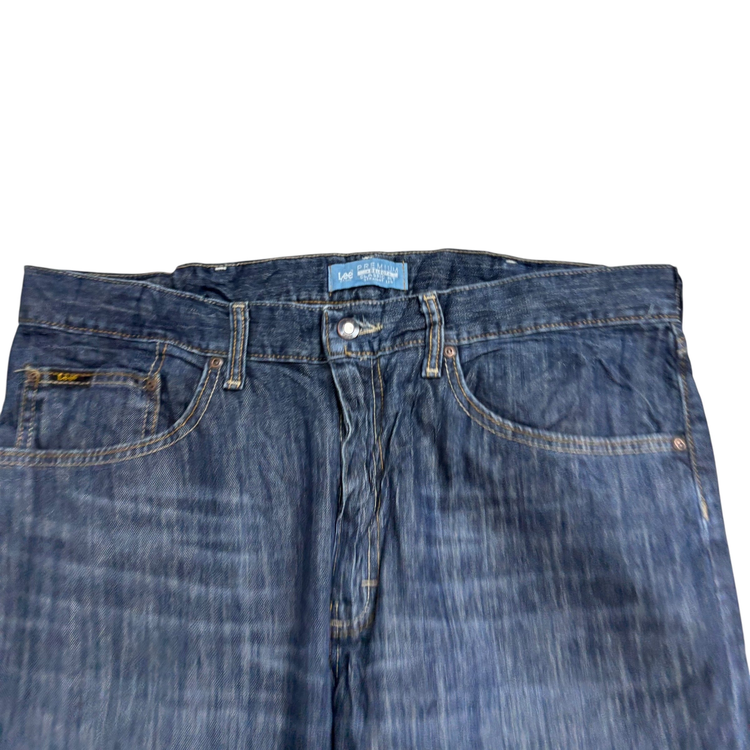 Lee Jeans W38 L34 Mens Dark Blue Regular Straight Fit Vintage Denim (E)