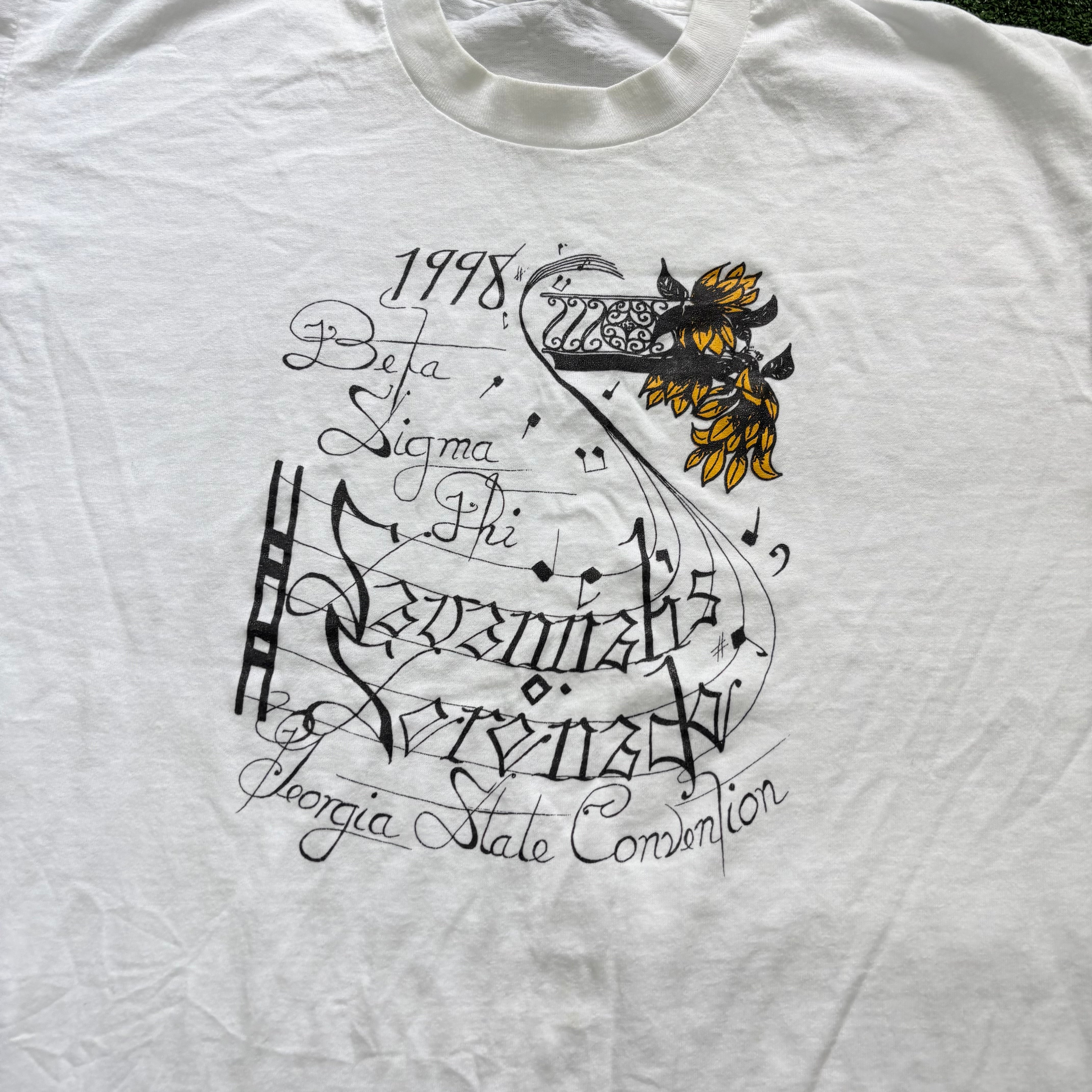 Vintage T Shirt Mens Large White Single Stitch Graphic Print 90s USA (E)