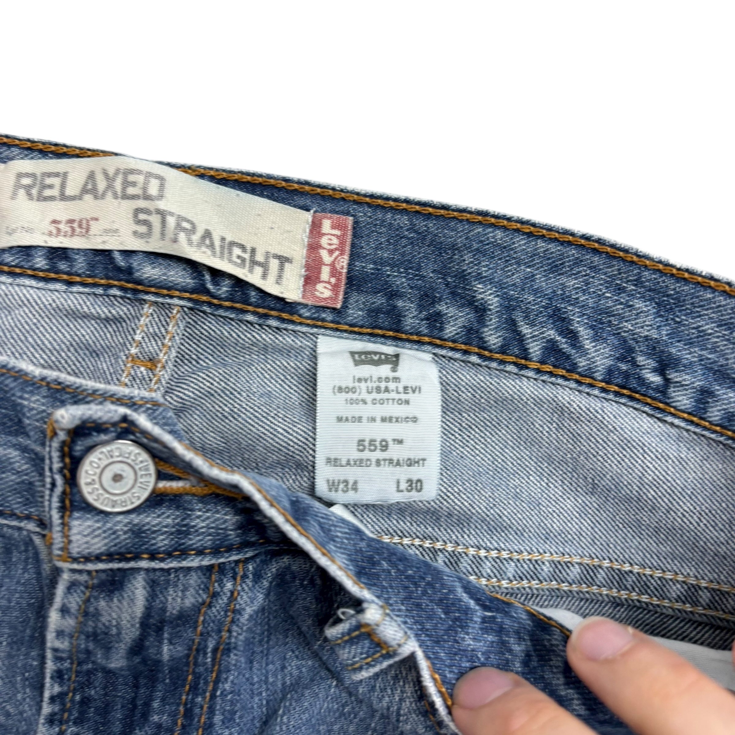 Levis 559 Jeans W34 L30 Mens Mid Blue Baggy Relaxed Fit Vintage Denim (E)