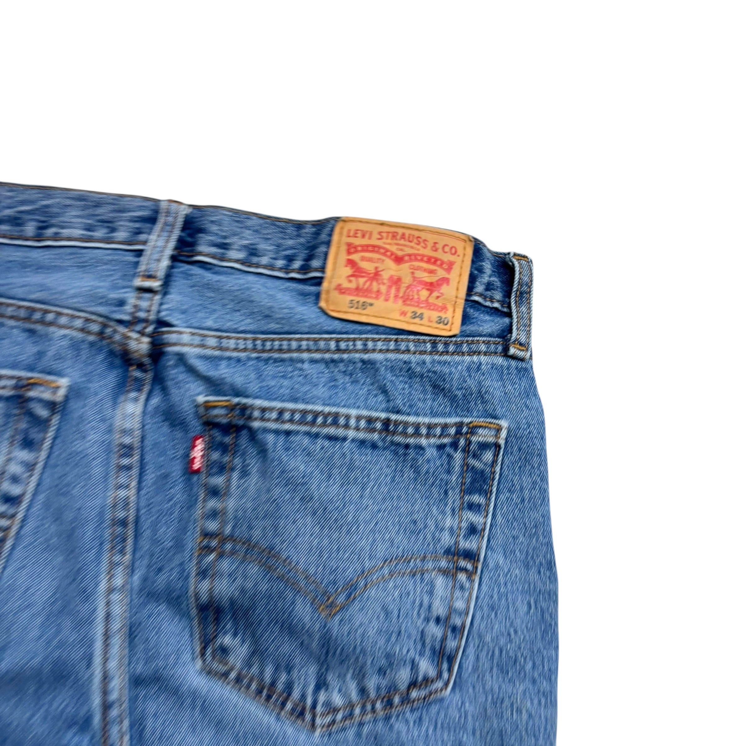 Levis 516 Jeans W34 L29 Mens Mid Blue Regular Straight Fit Denim