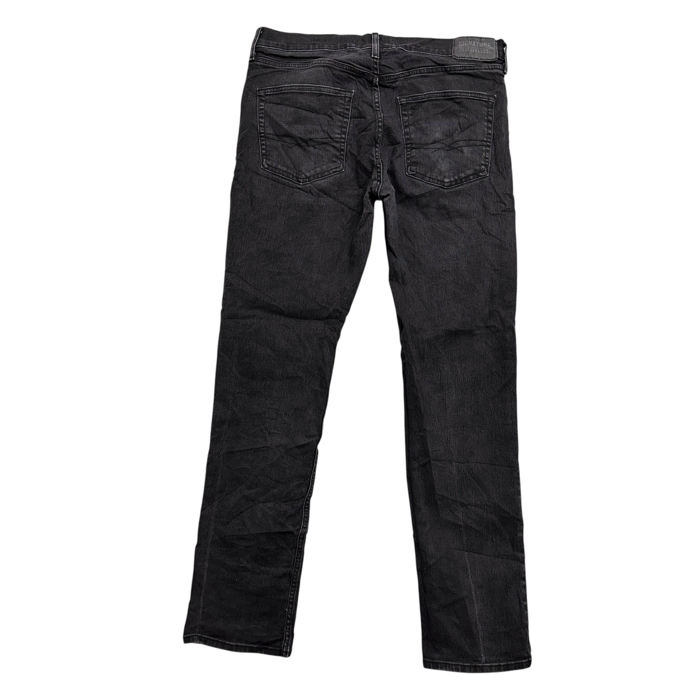 Levis Signature Jeans W36 L32 Mens Black Slim Fit Stretch Denim (E)