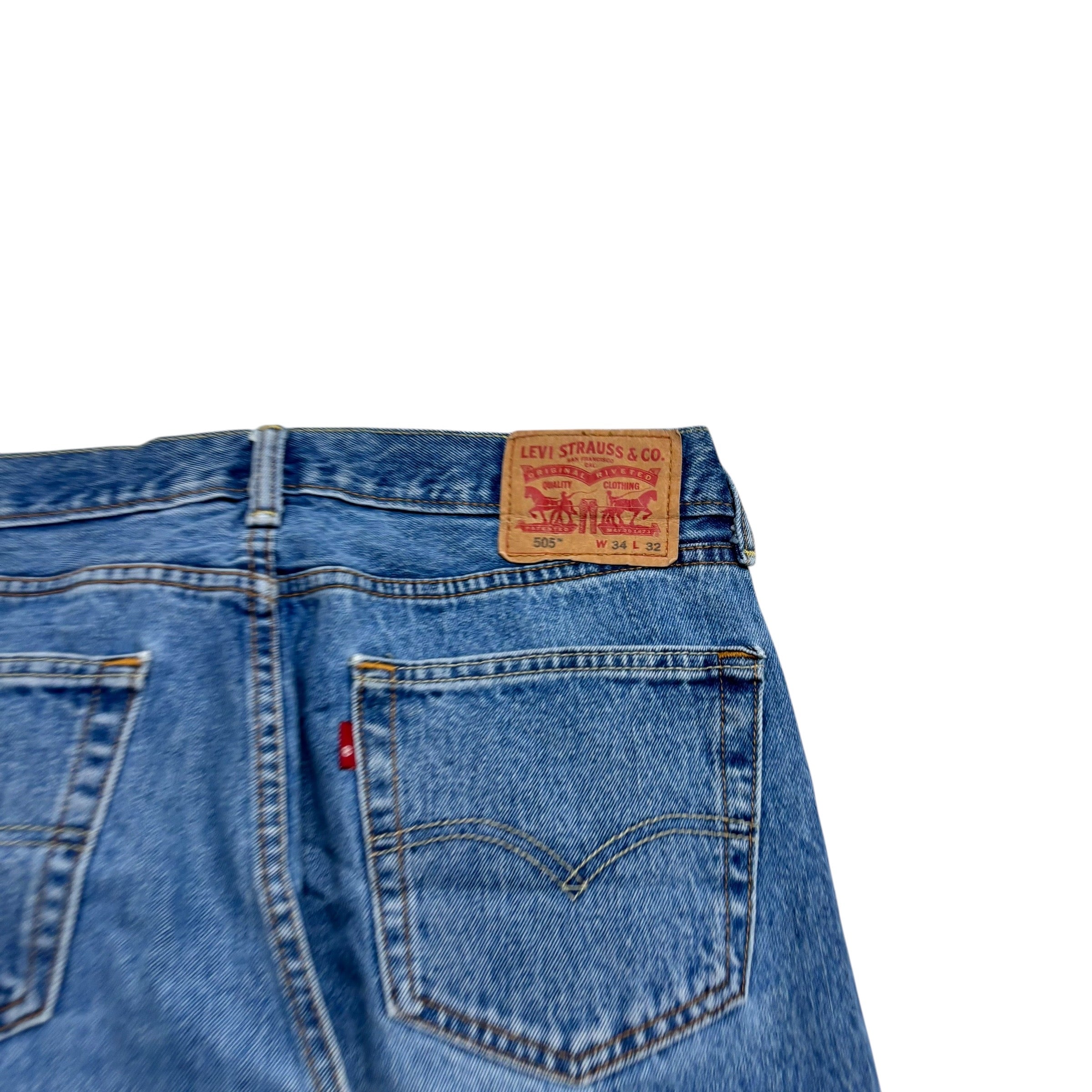 Levis 505 Jeans W33 L31 Mens Light Blue Regular Straight Fit Denim (F)