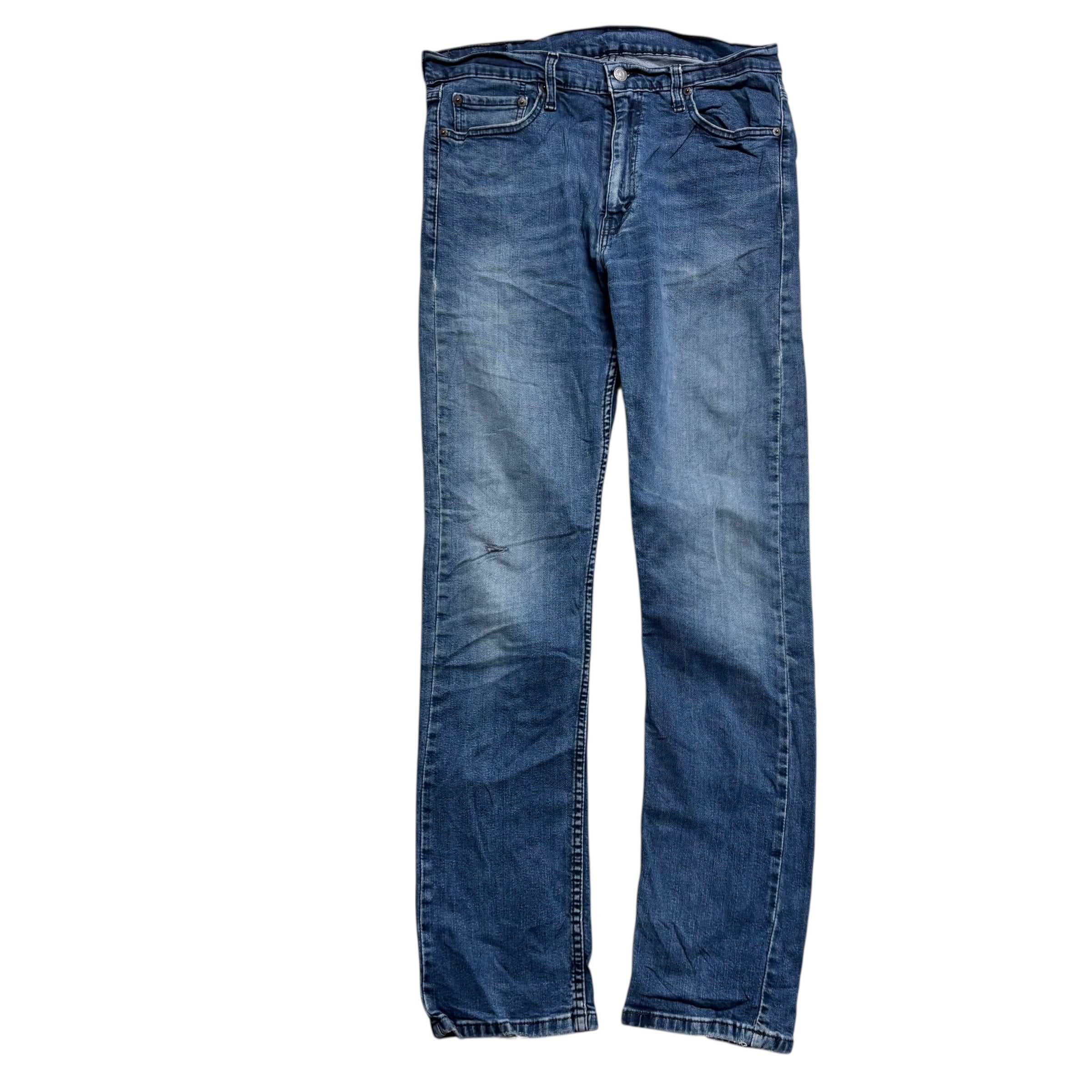 Levis 513 Jeans W32 L33 Mens Navy Blue Slim Straight Fit Stretch Denim (F)