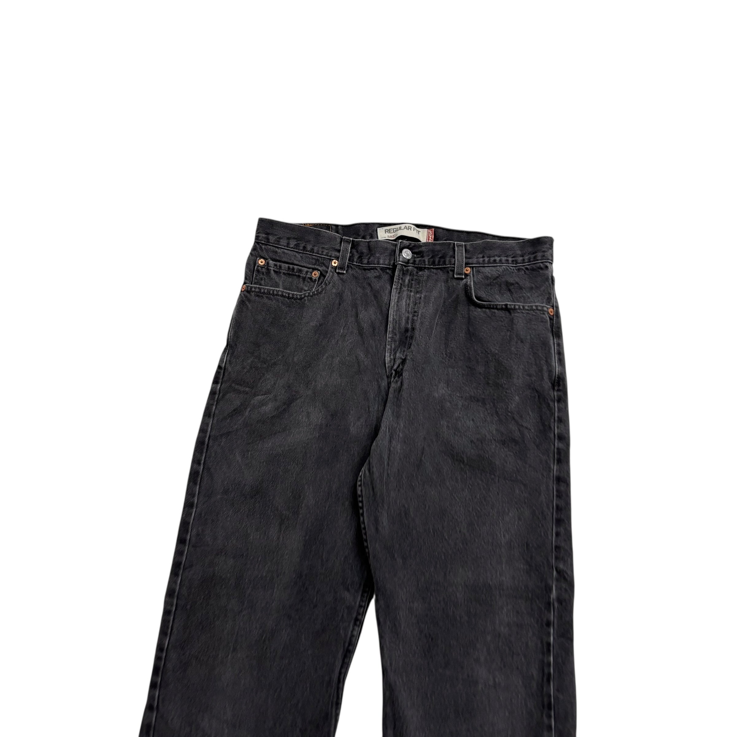 Levis 505 Jeans W36 L30 Mens Black Regular Straight Fit Vintage Denim