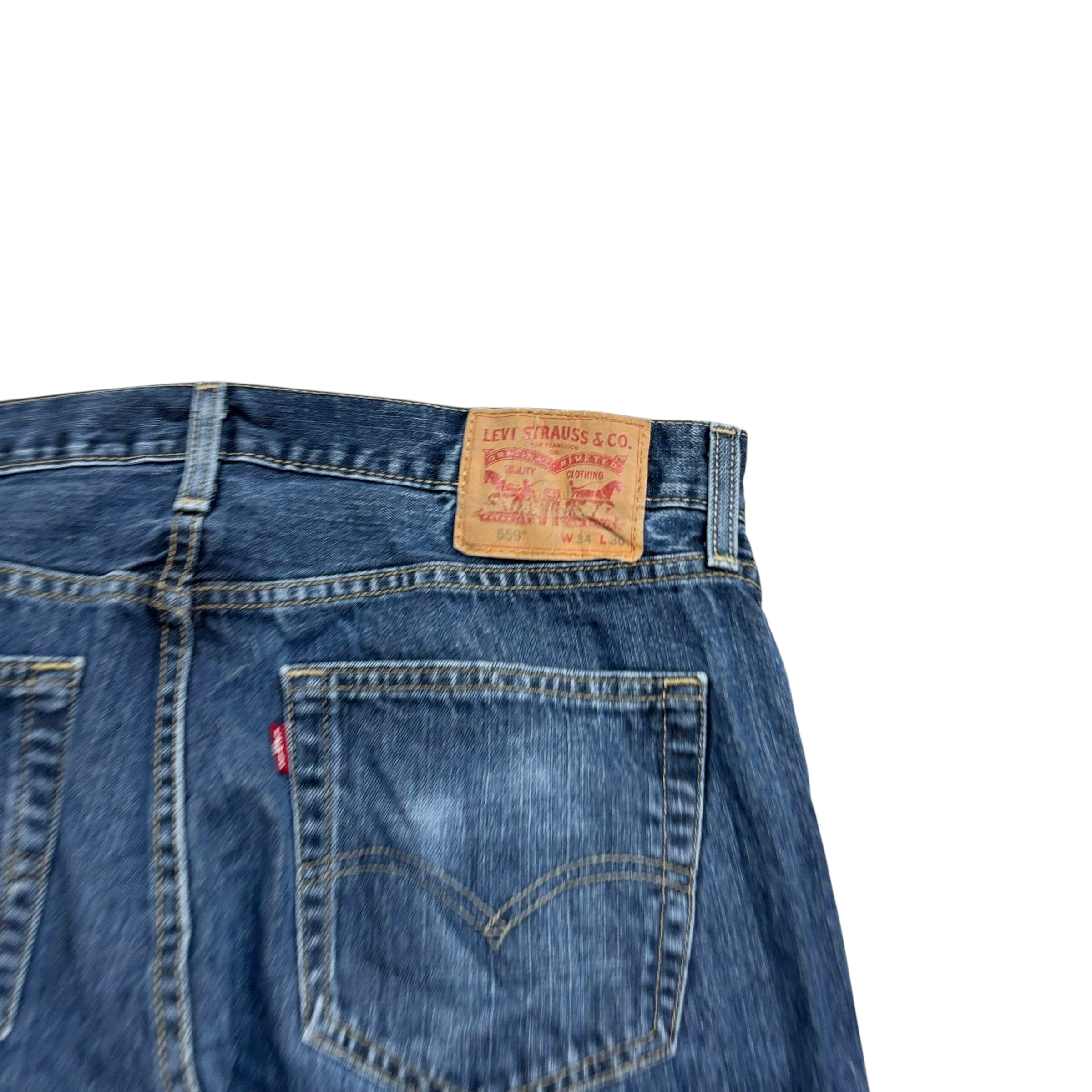 Levis 559 Jeans W34 L30 Mens Mid Blue Baggy Relaxed Straight Fit Denim (E)