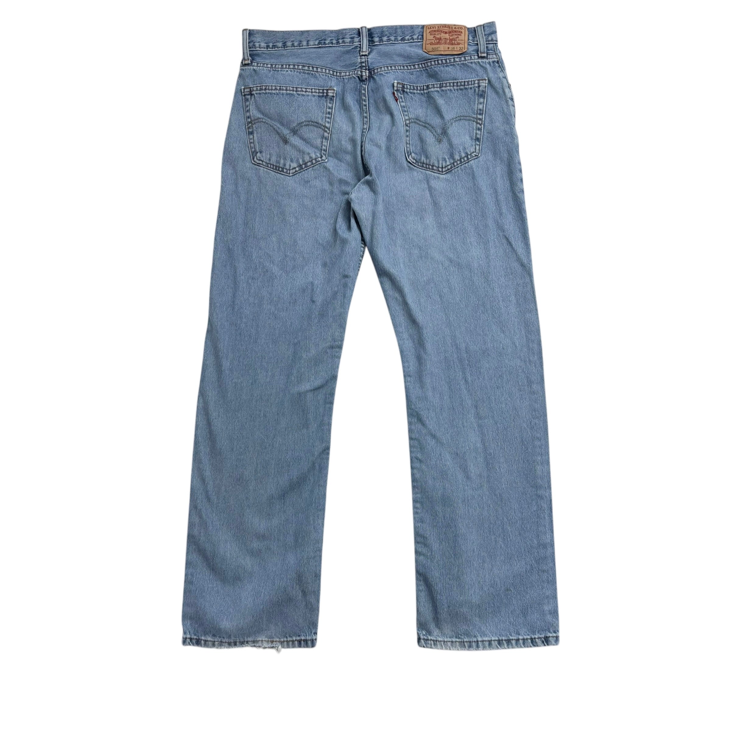 Levis 505 Jeans W36 L32 Mens Light Blue Regular Straight Fit Vintage Denim (F)