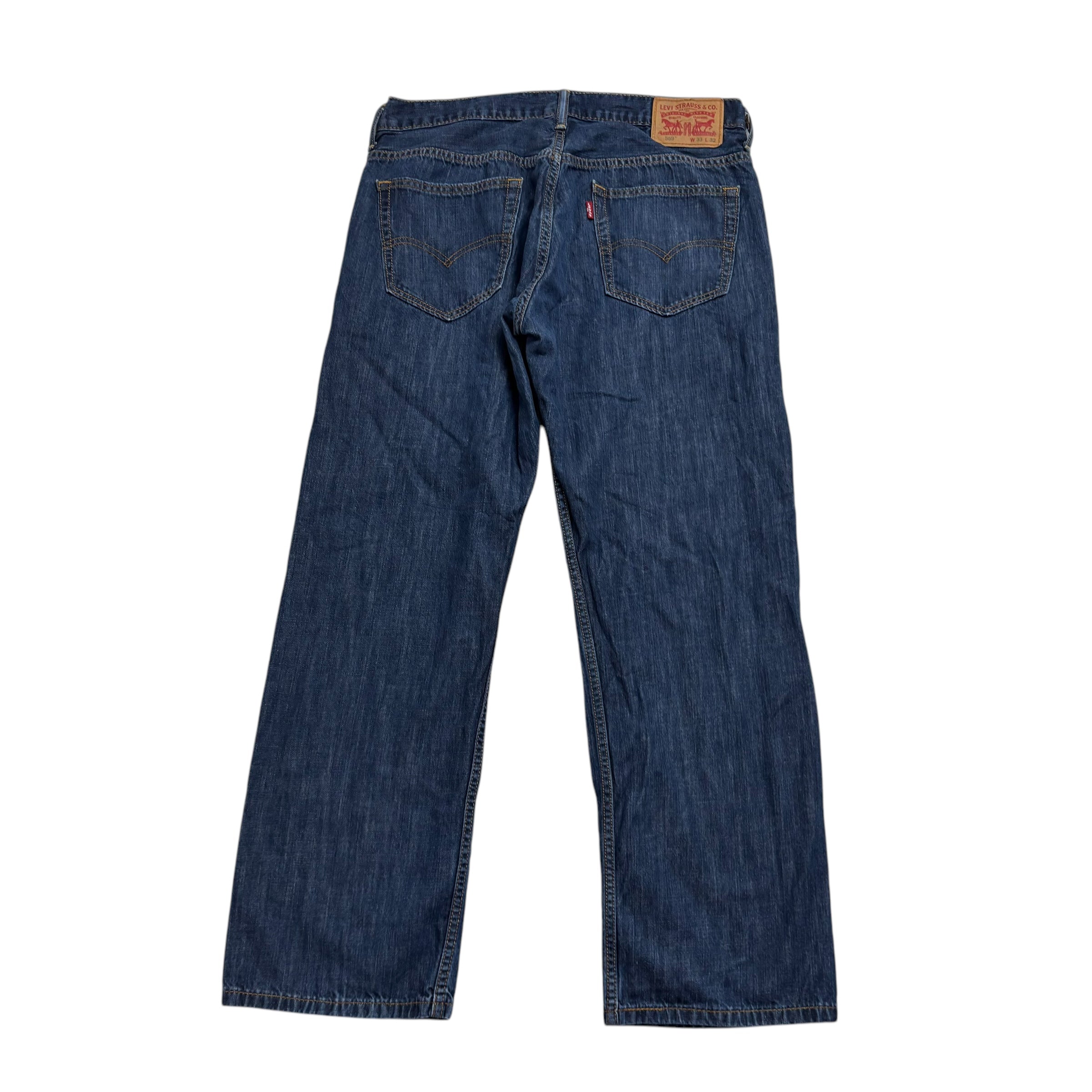 Levis 569 Jeans W33 L29 Mens Dark Blue Baggy Relaxed Straight Fit Denim (E)