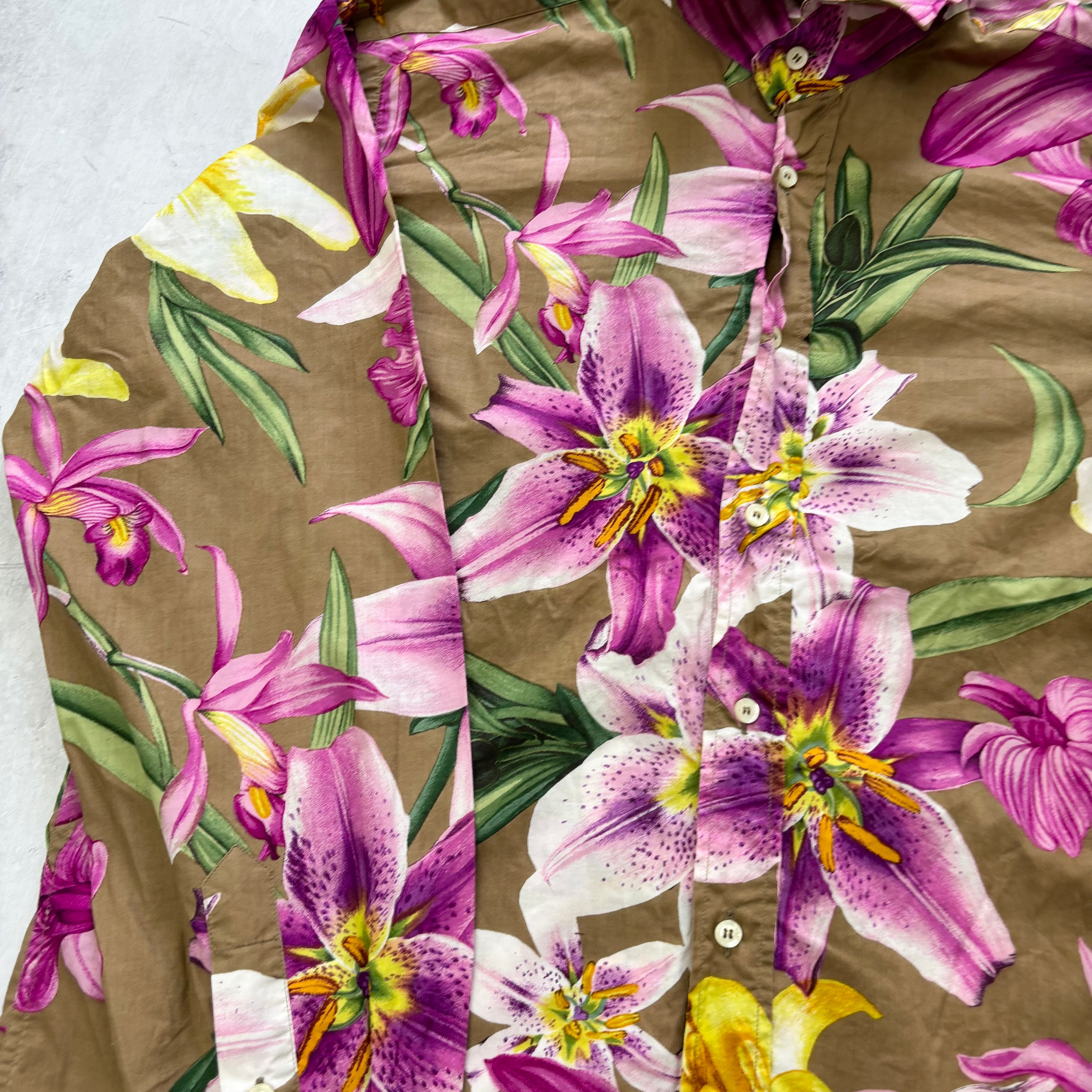 ETRO Shirt Mens Large Brown Long Sleeve Cotton Pattern Regular Fit (E)