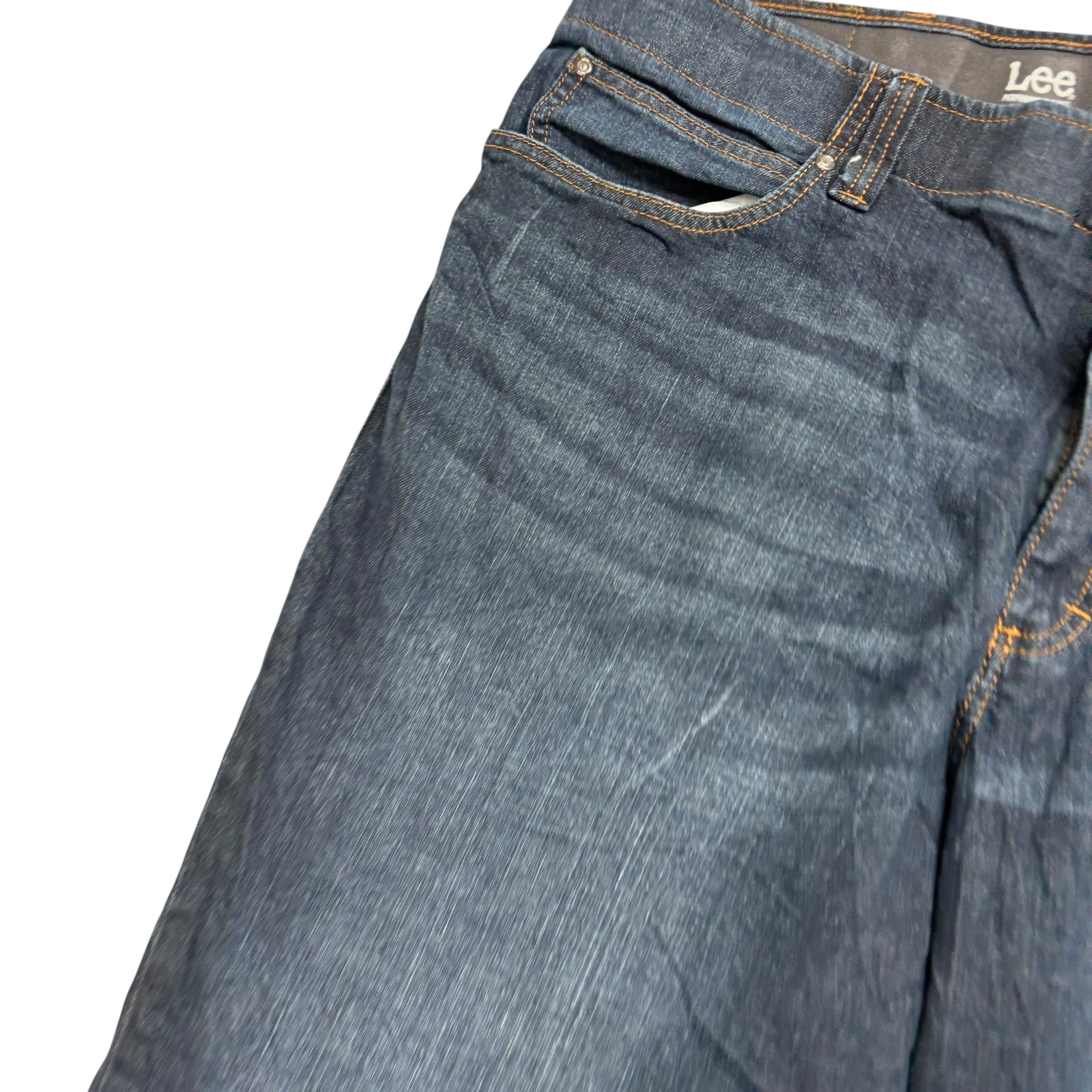 Lee Jeans W44 L32 Mens Dark Blue Regular Tapered Fit Stretch Denim