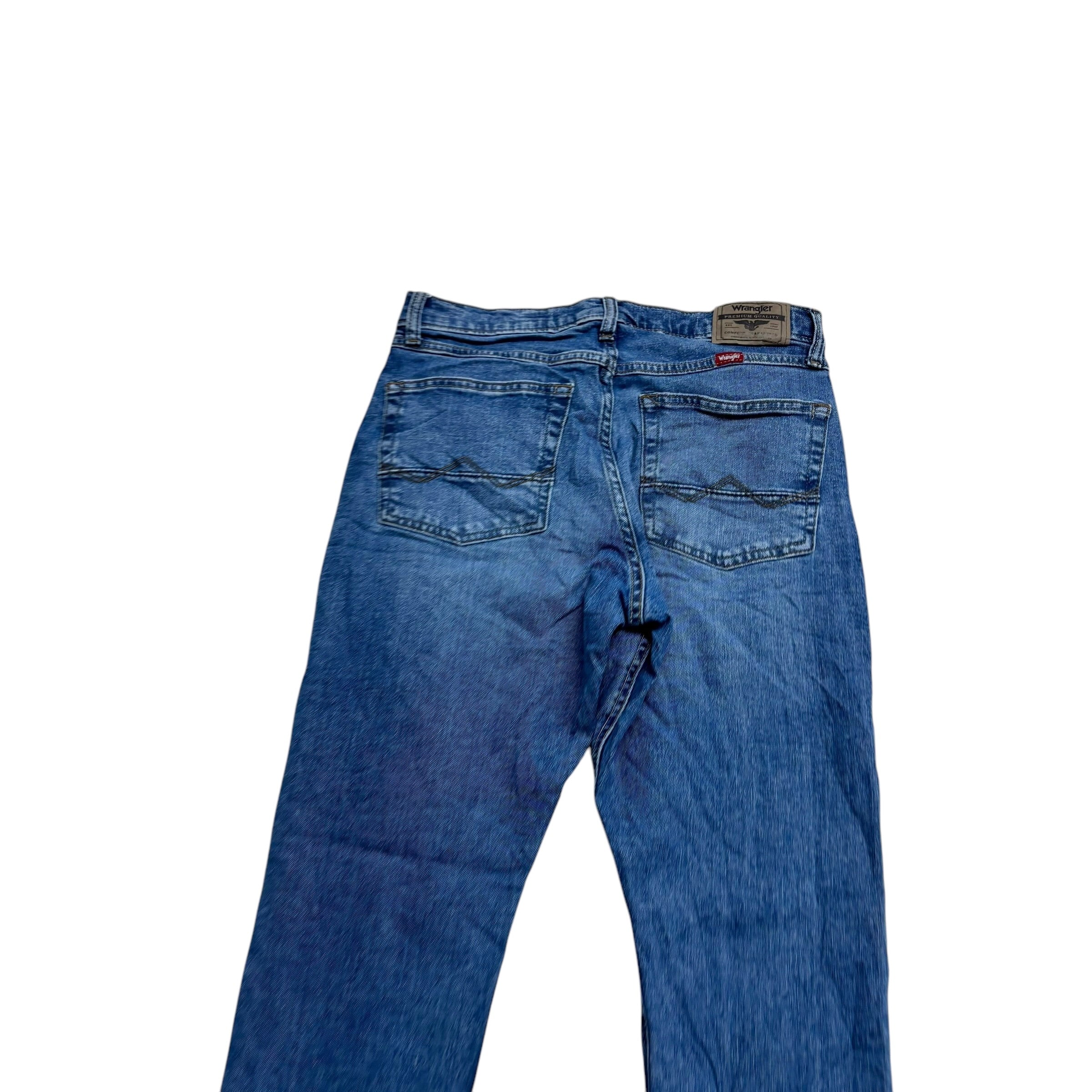 Wrangler Jeans W29 L30 Mens Mid Blue Athletic Tapered Fit Stretch Denim (E)