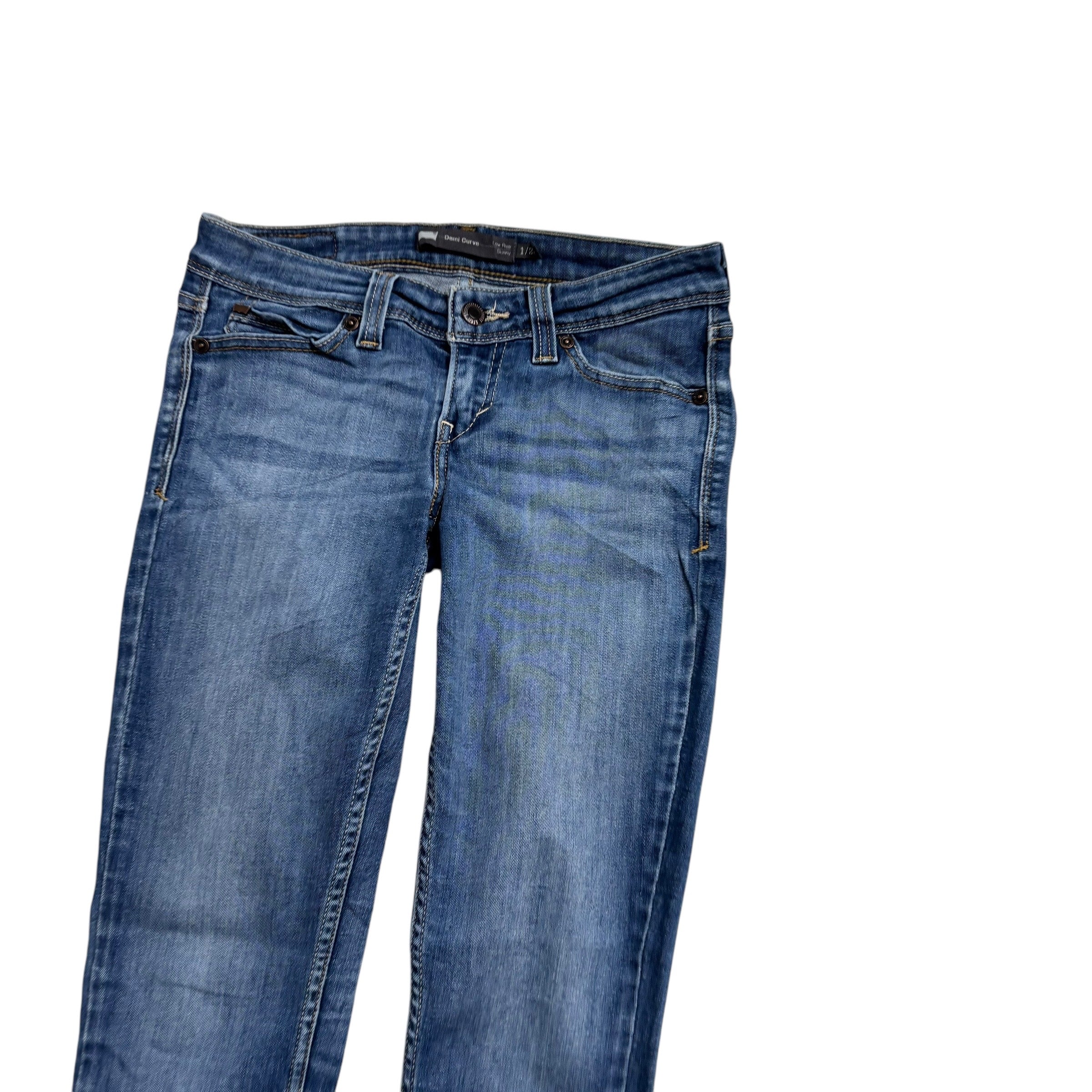 Levis Demi Curve Jeans W25 L30 Womens Mid Blue Low Skinny Fit Stretch Denim (E)