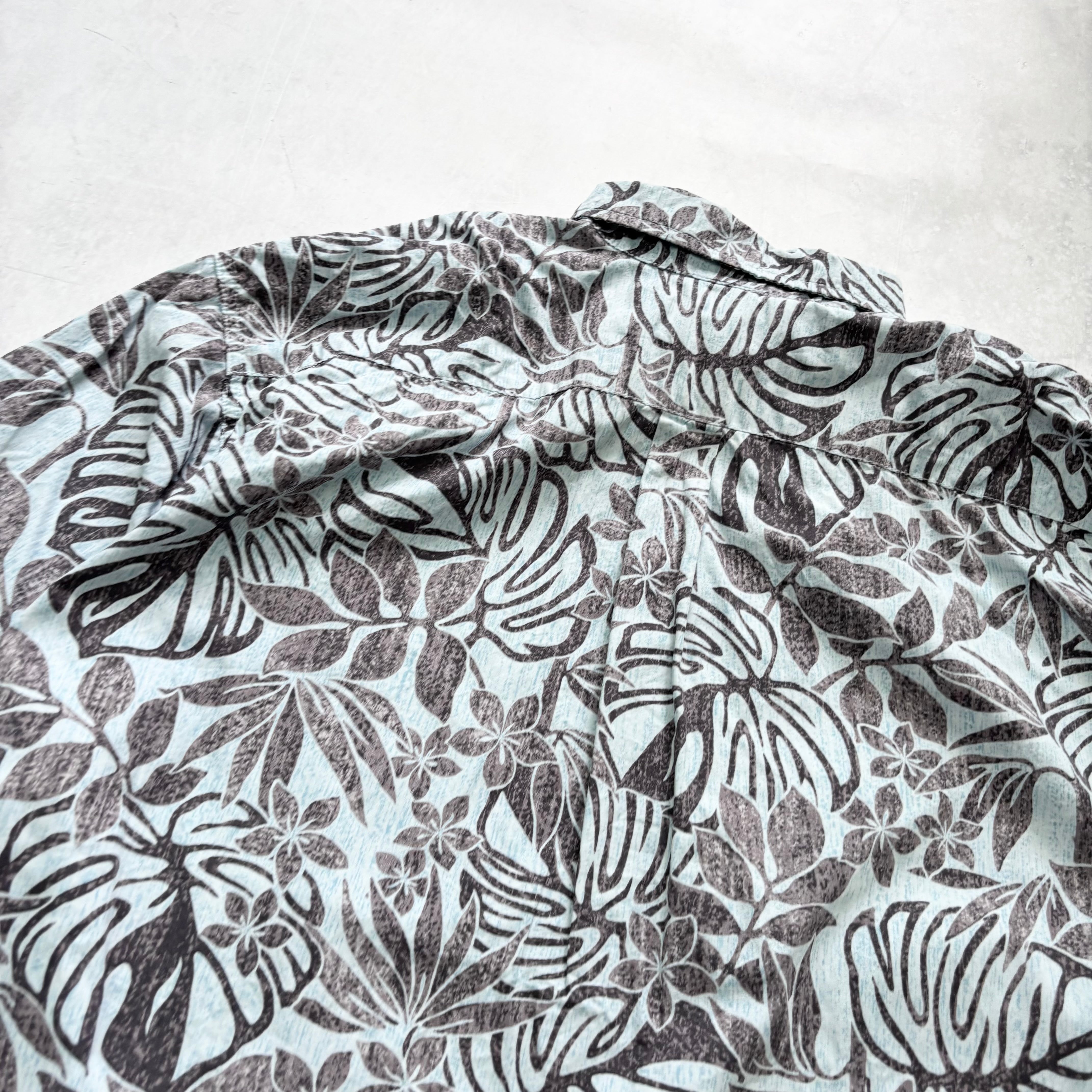 Vintage Hawaiian Shirt Mens XL Blue Floral Aloha Short Sleeve Cotton (E)