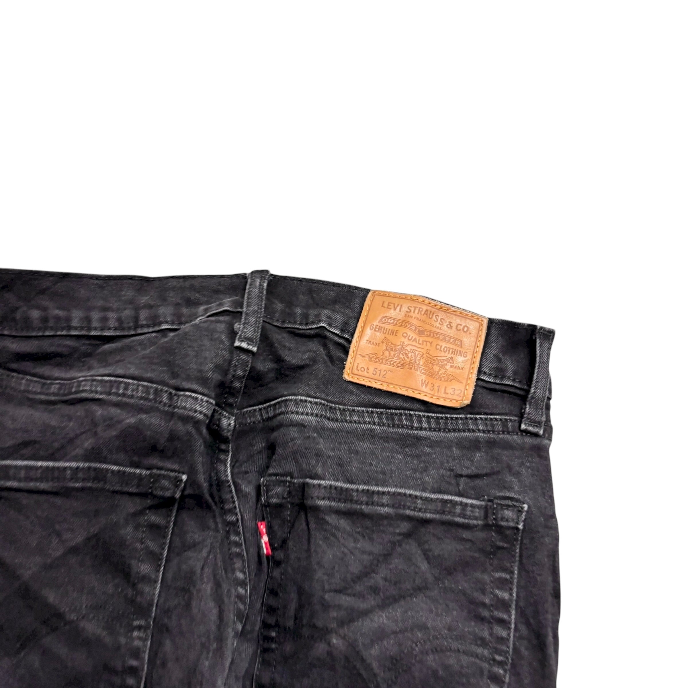 Levis 512 Jeans W30 L31 Mens Black Slim Tapered Fit Stretch Denim (E)