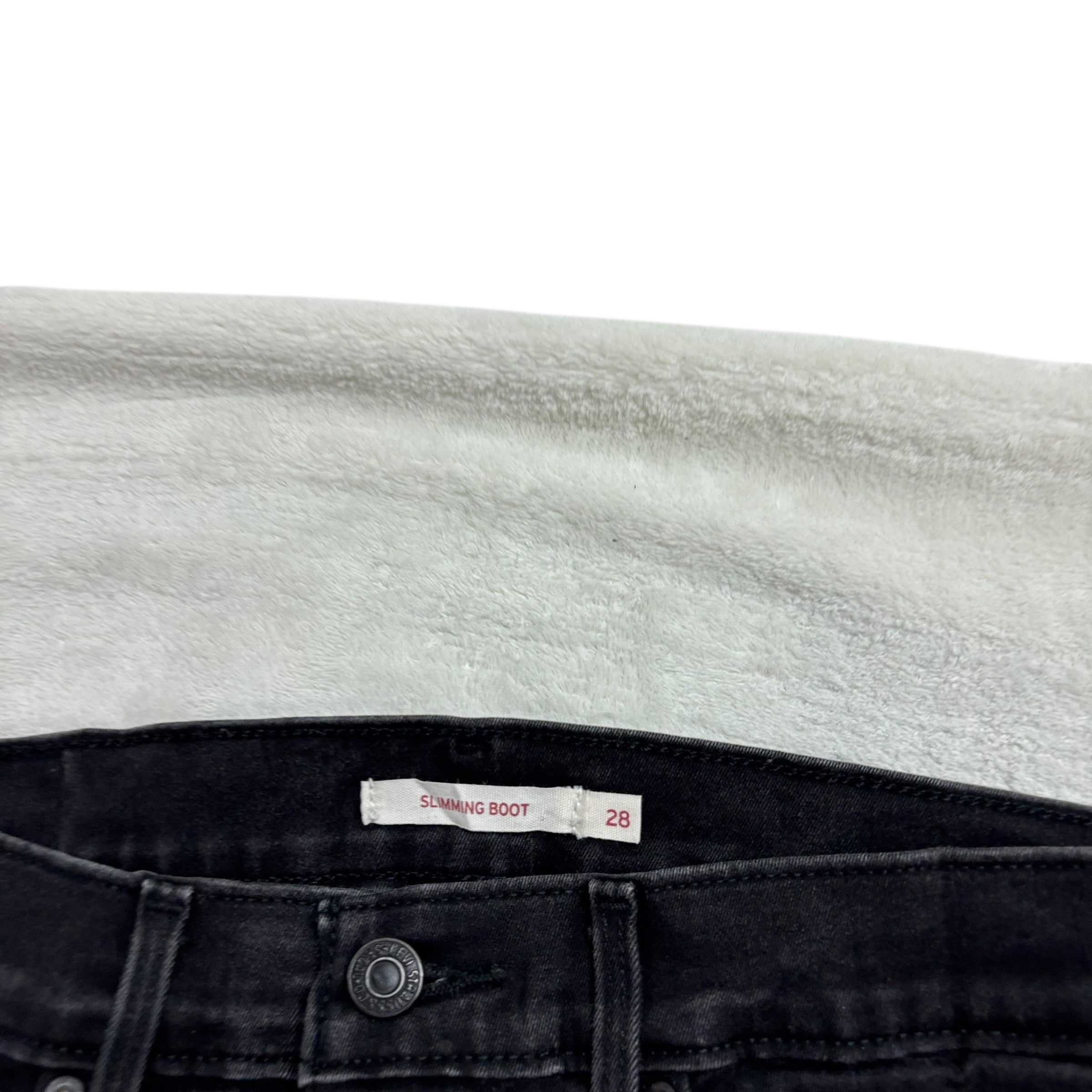 Levis Jeans W27 L32 Womens Slimming Bootcut Black Stretch Denim (E)