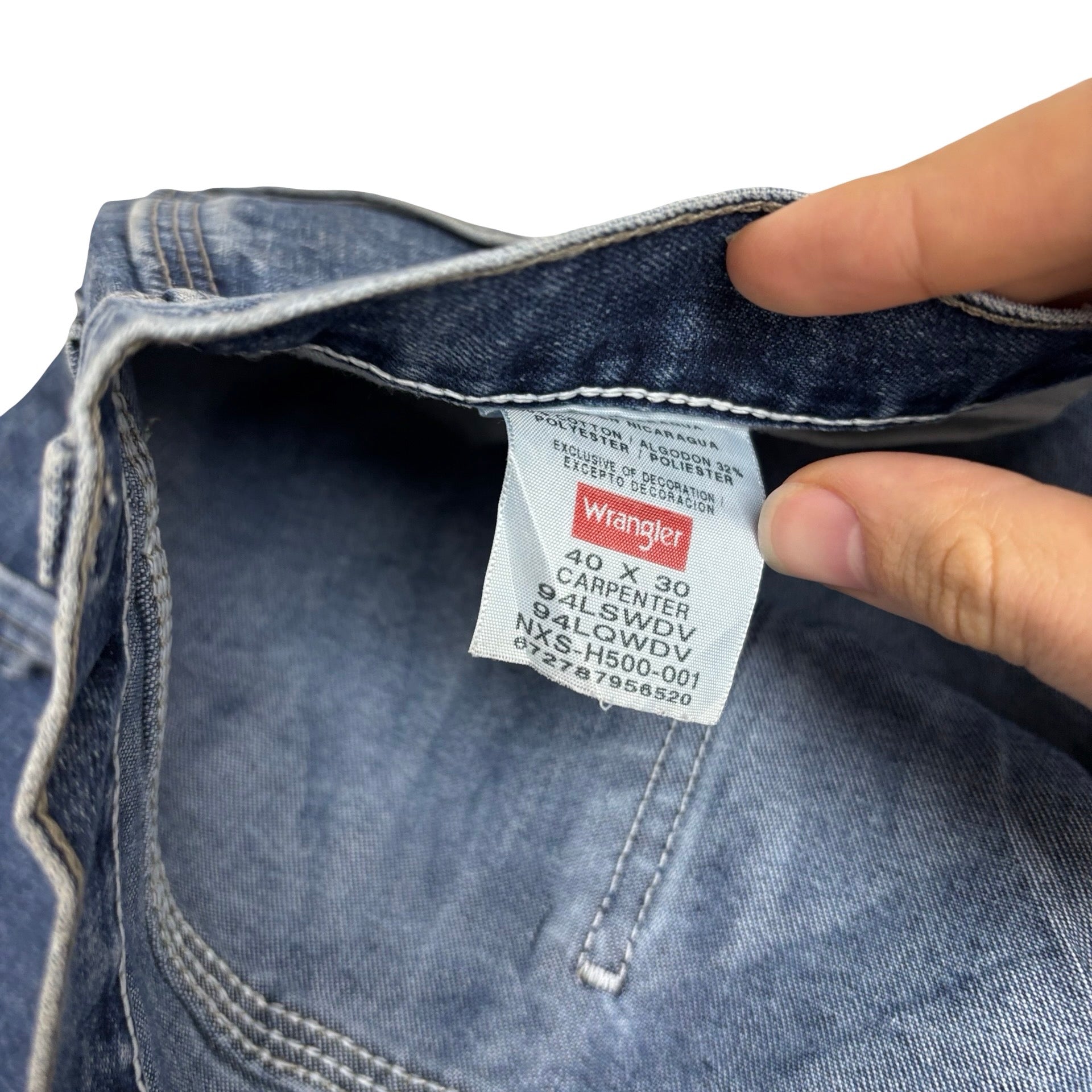 Wrangler Carpenter Jeans W40 L30 Mens Mid Blue Relaxed Straight Fit Denim