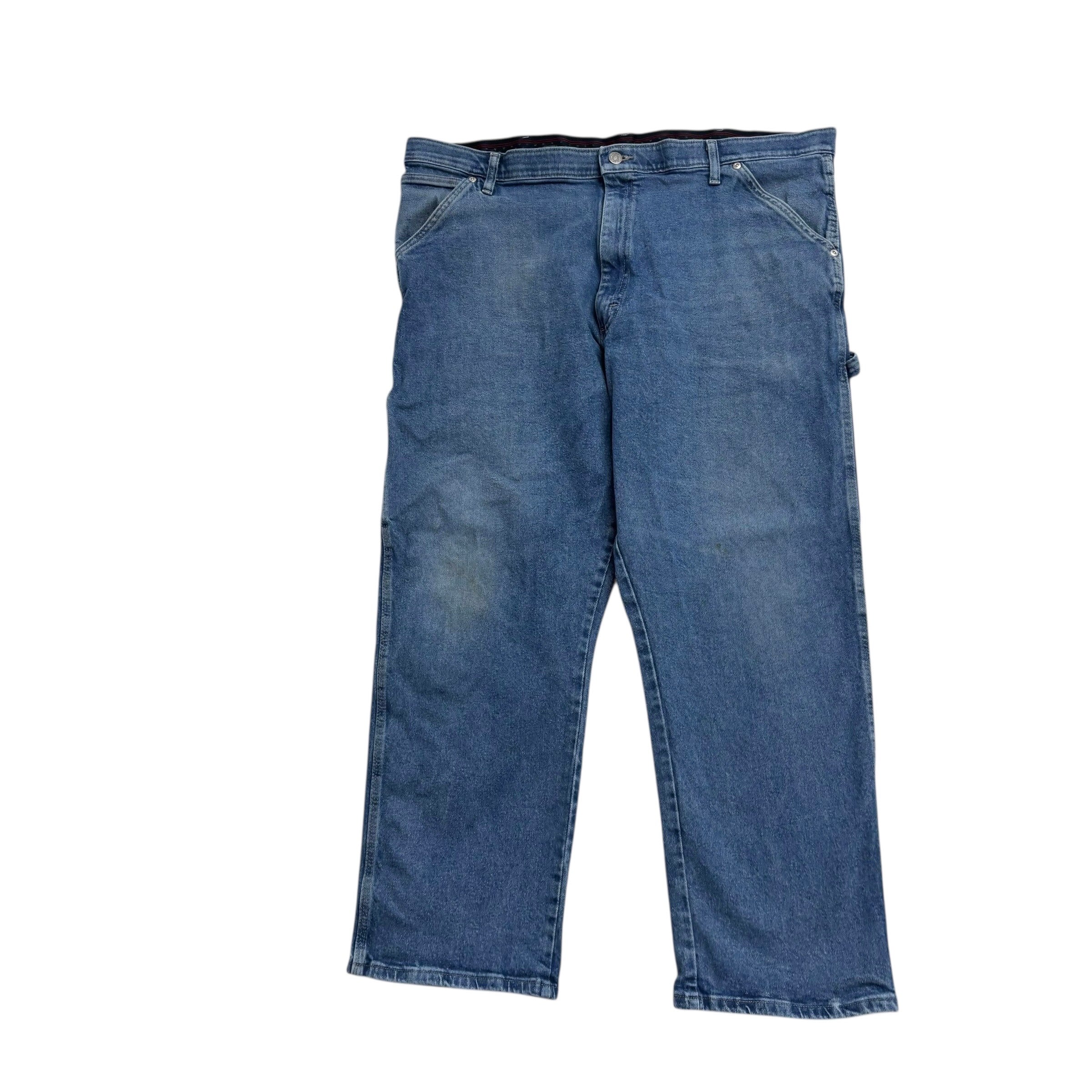 Wrangler Carpenter Jeans W40 L29 Mens Mid Blue Relaxed Straight Fit Stretch (F)