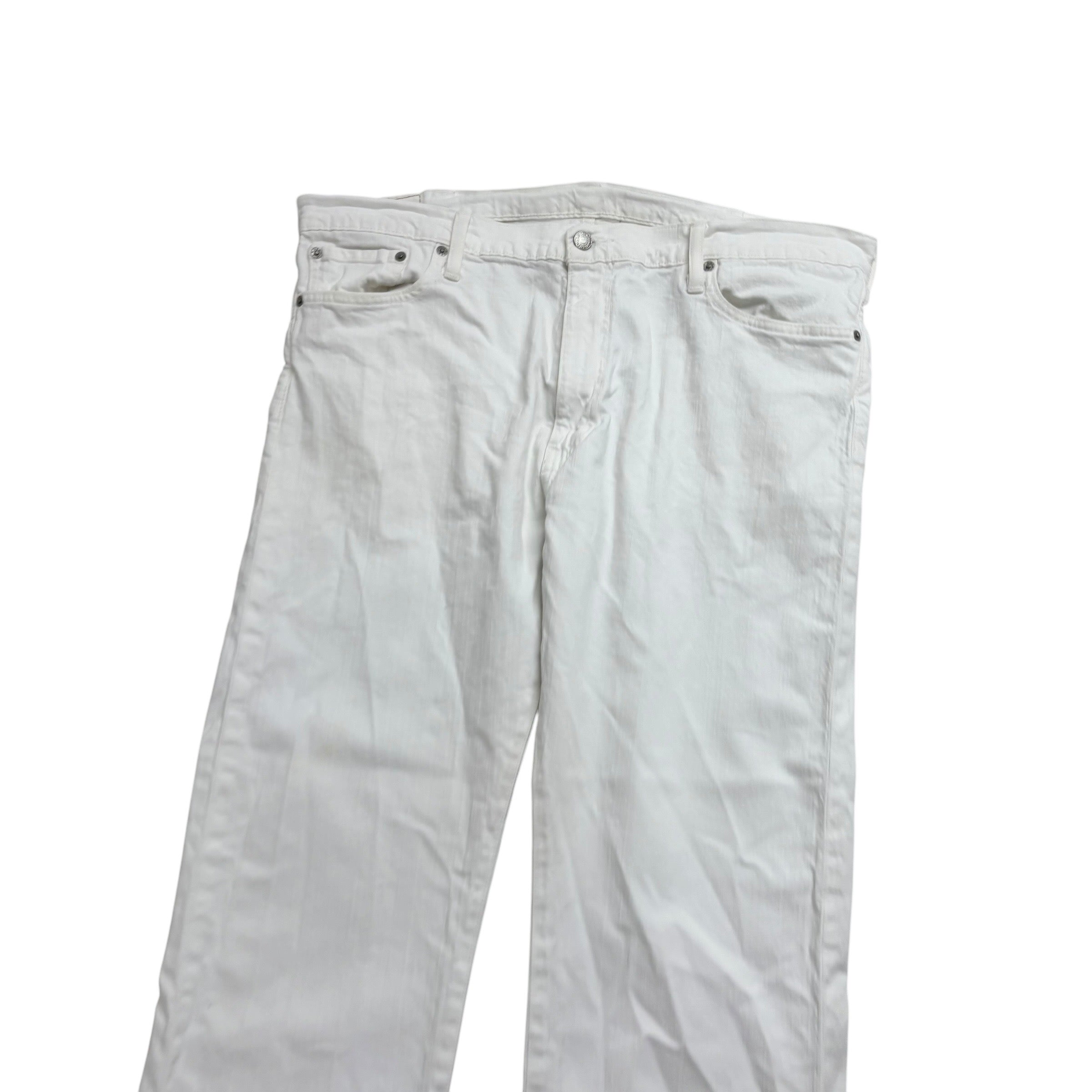 Levis 504 Jeans W40 L30 Mens White Regular Straight Fit Stretch Denim (F)