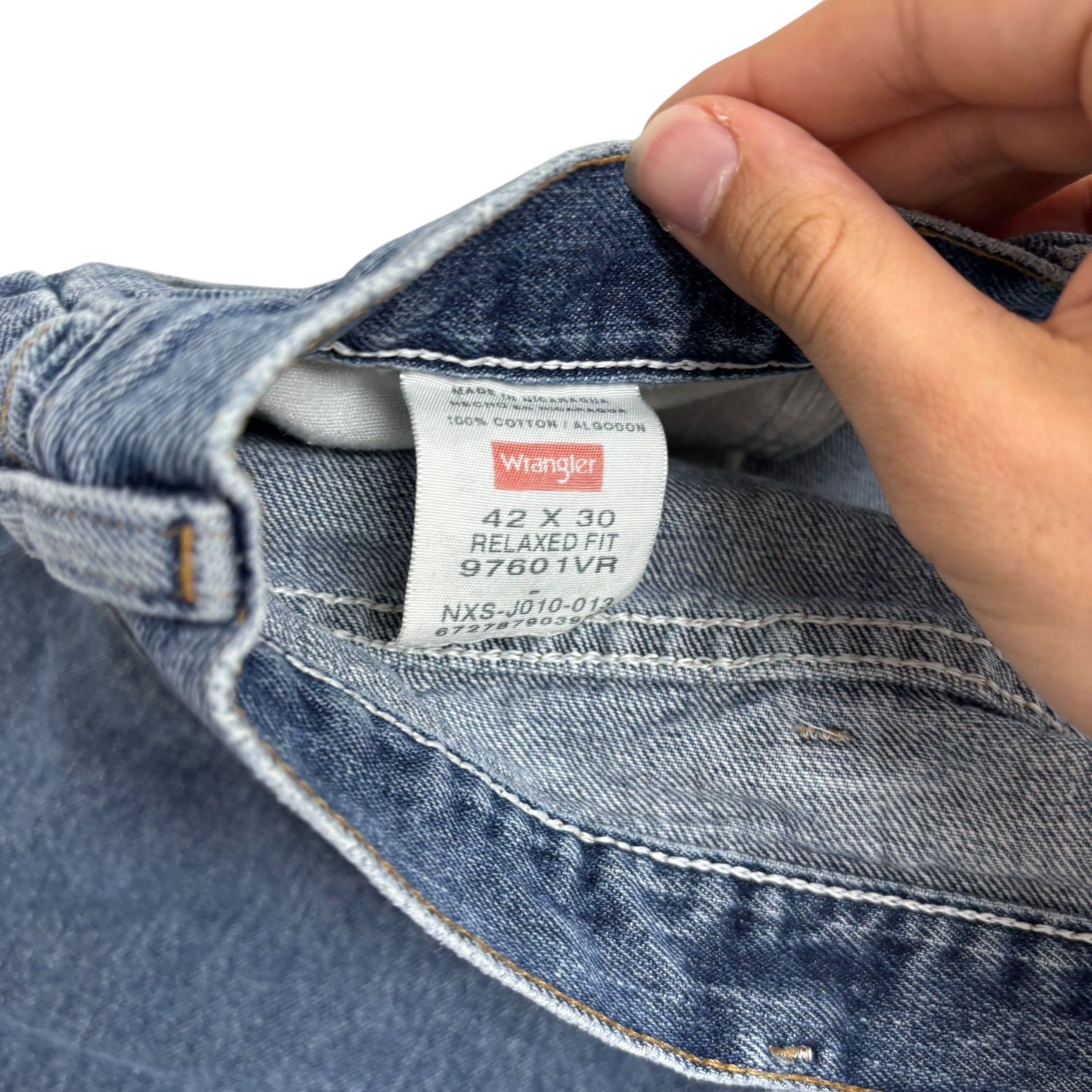 Wrangler Jeans W40 L30 Mens Mid Blue Relaxed Straight Fit Denim (E)