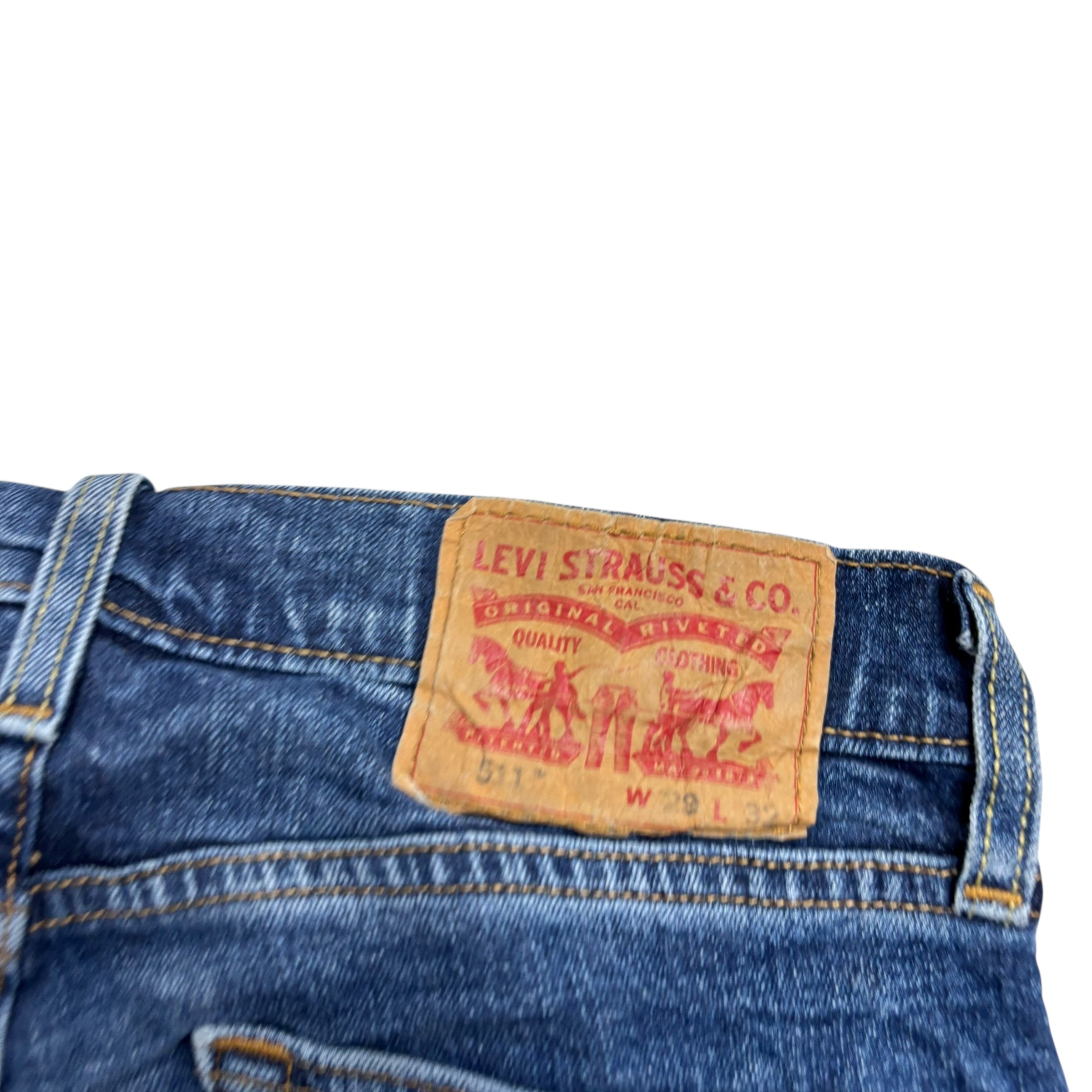 Levis 511 Jeans W29 L32 Mens Mid Blue Slim Fit Stretch Denim (E)
