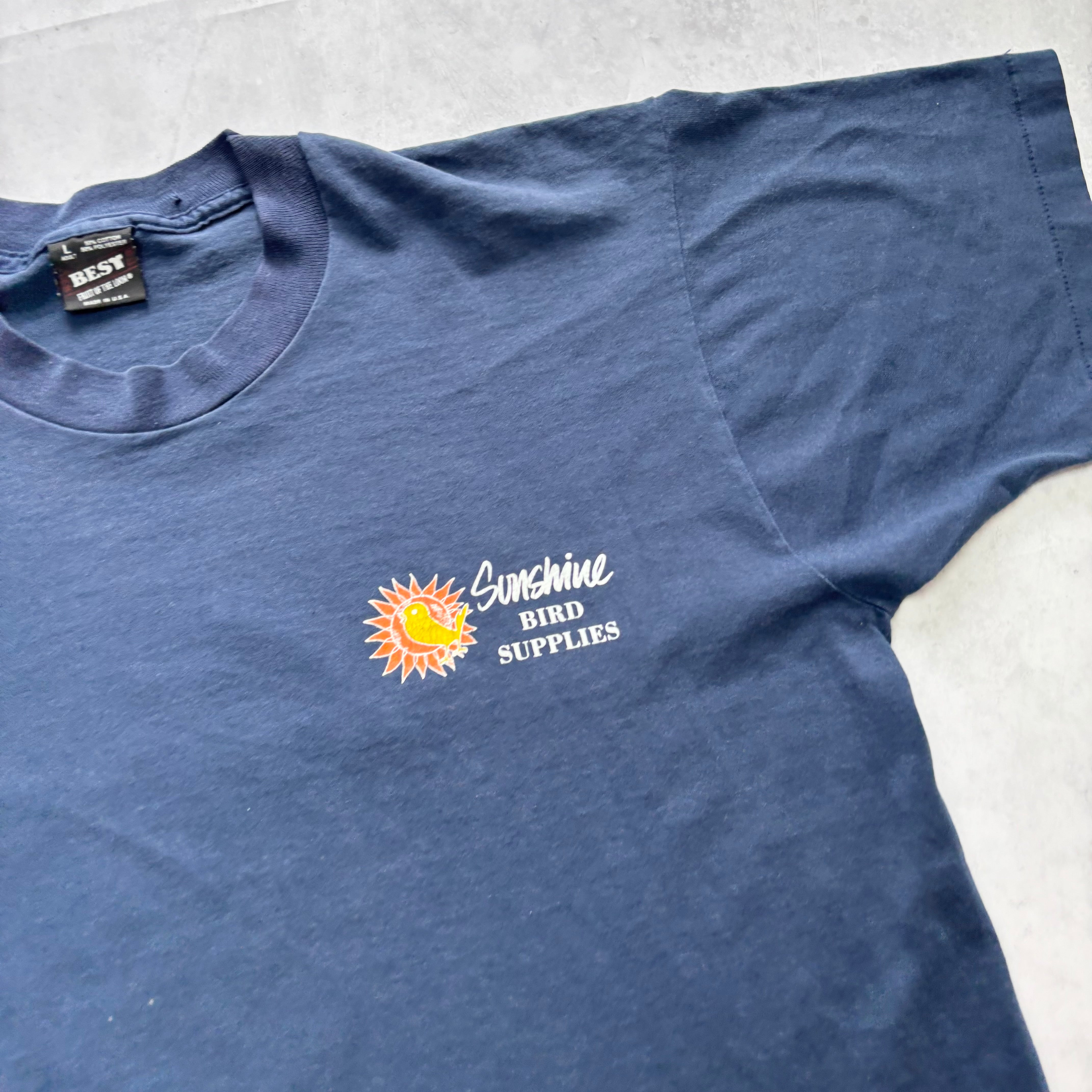 Vintage T Shirt Mens Medium Navy Single Stitch Graphic Print 90s