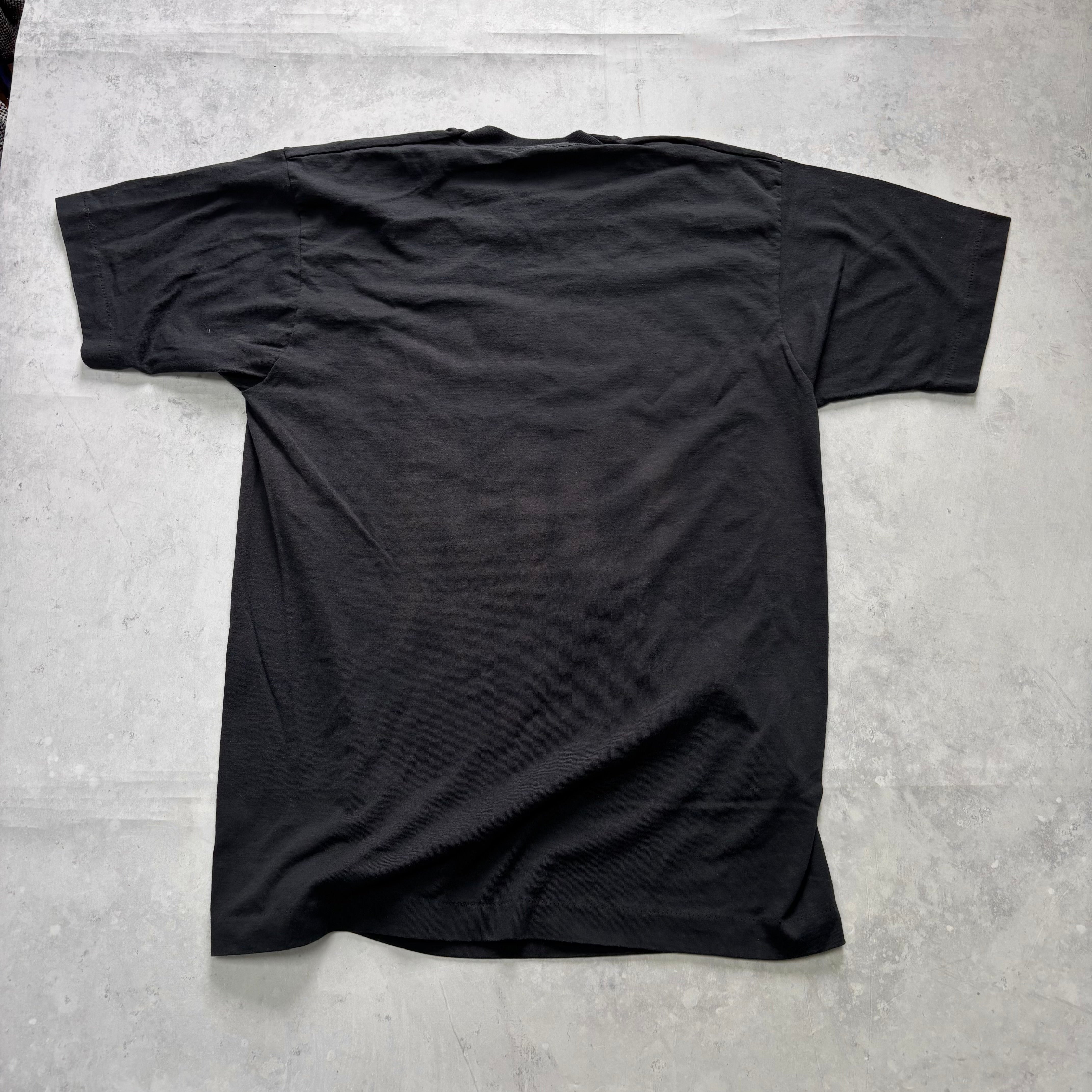 Vintage T Shirt Mens Medium Black Single Stitch Graphic Print 90s USA