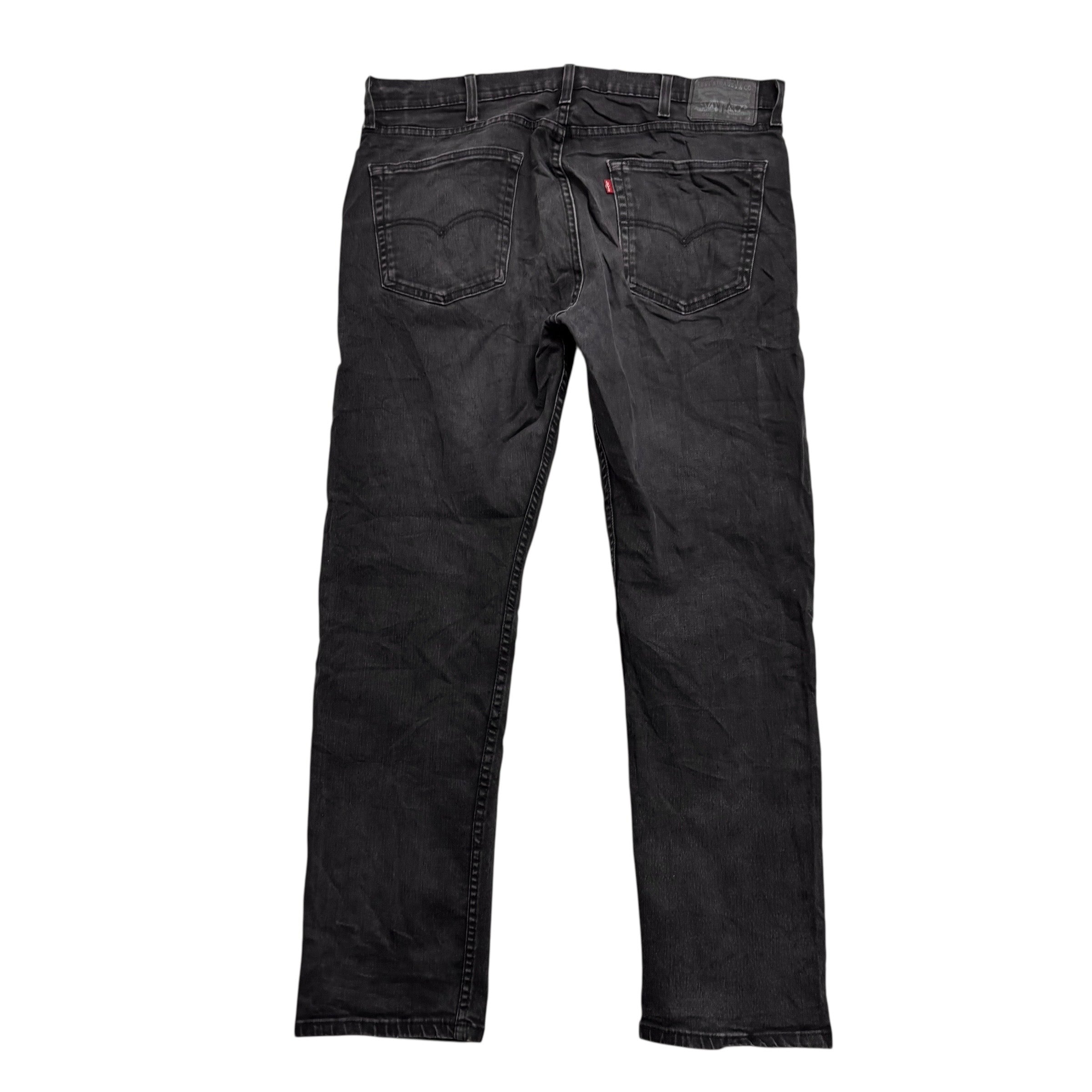 Levis 502 Jeans W38 L32 Mens Black Regular Tapered Fit Stretch Denim