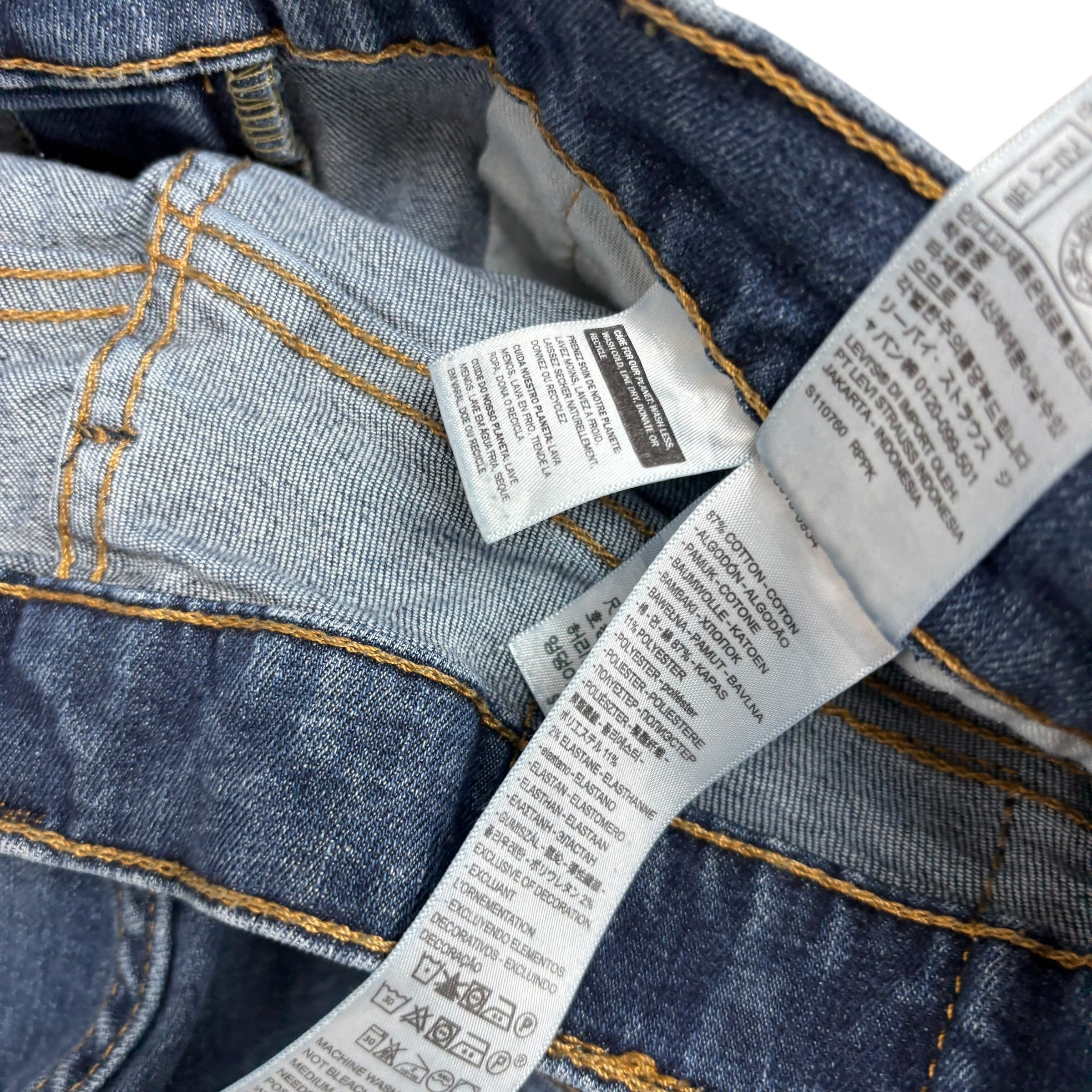 Levis 513 Jeans W30 L31 Mens Mid Blue Slim Straight Fit Stretch Denim (E)