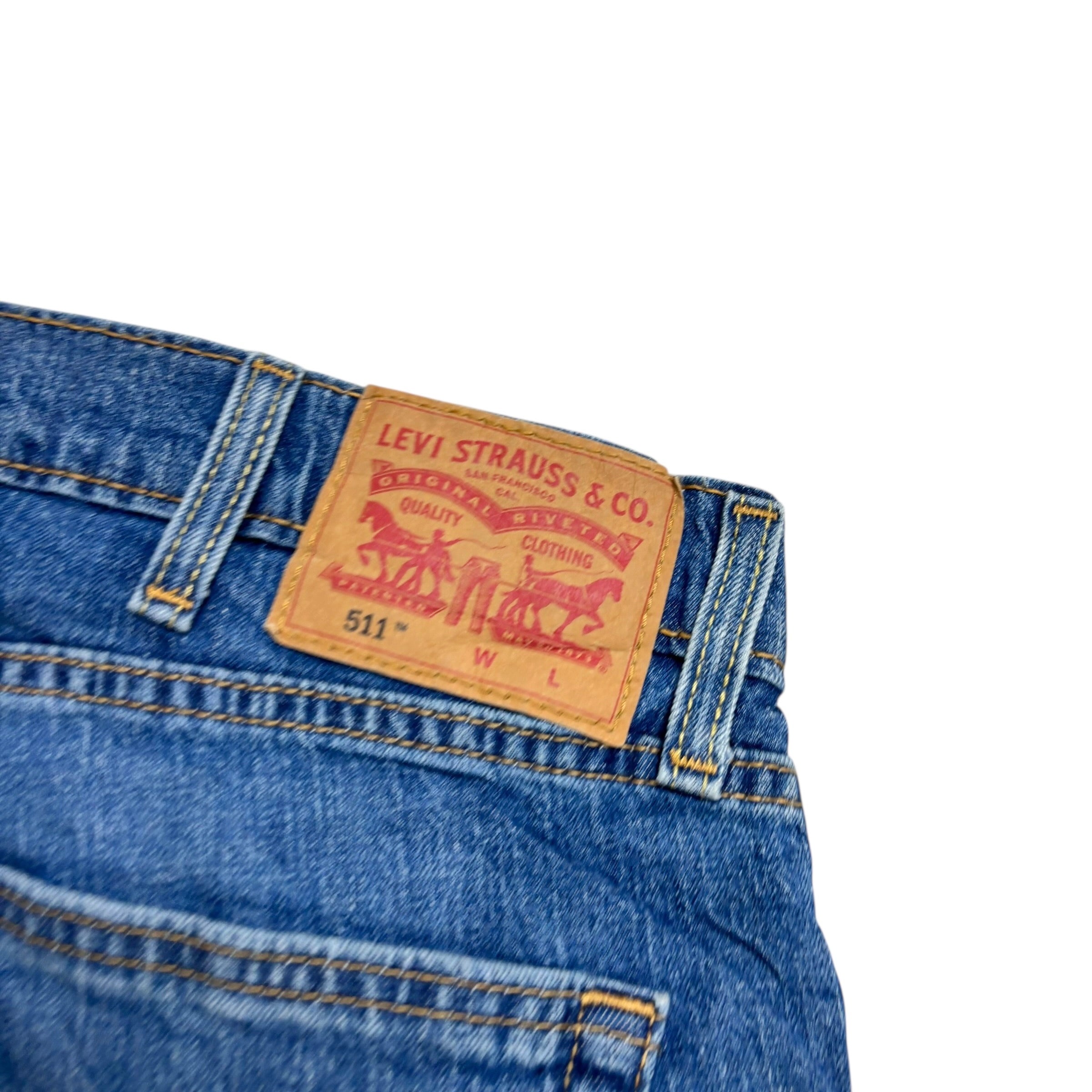 Levis 511 Jeans W38 L36 Mens Mid Blue Slim Fit Stretch Denim (E)