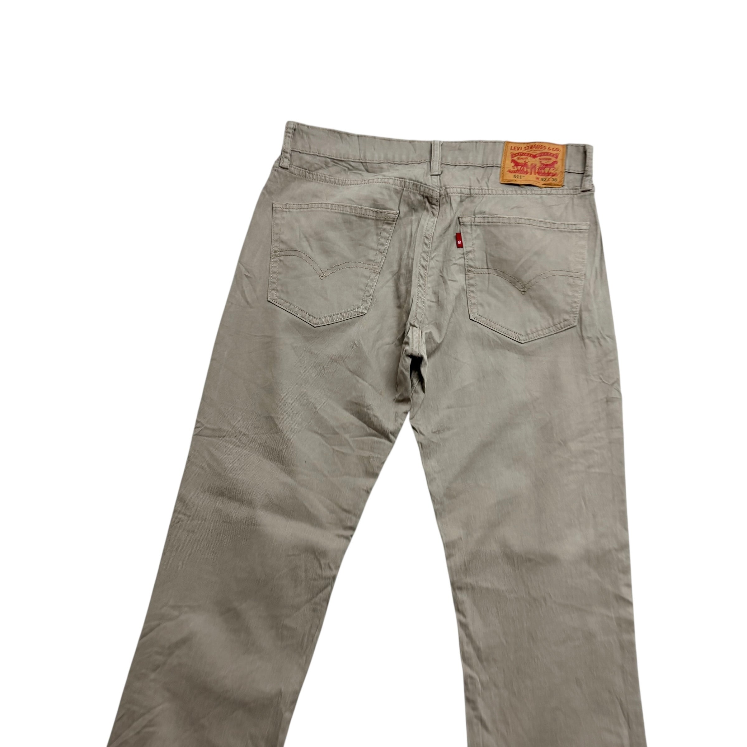Levis 511 Trousers W32 L30 Mens Beige Slim Fit Stretch Pants (E)