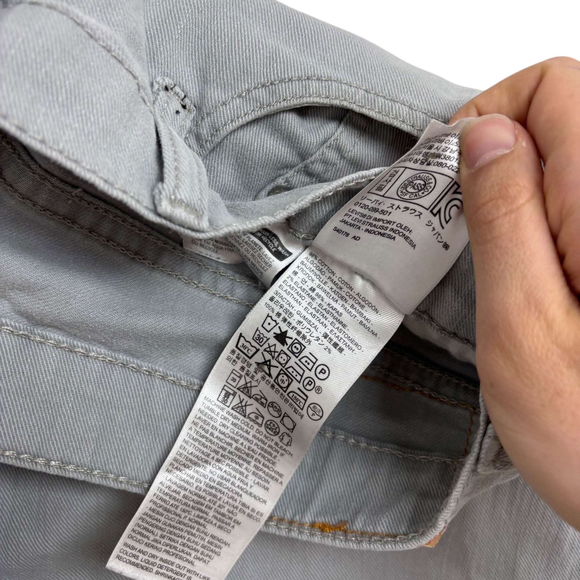 Levis 505 Jeans W36 L32 Mens Grey Regular Straight Fit Stretch Denim