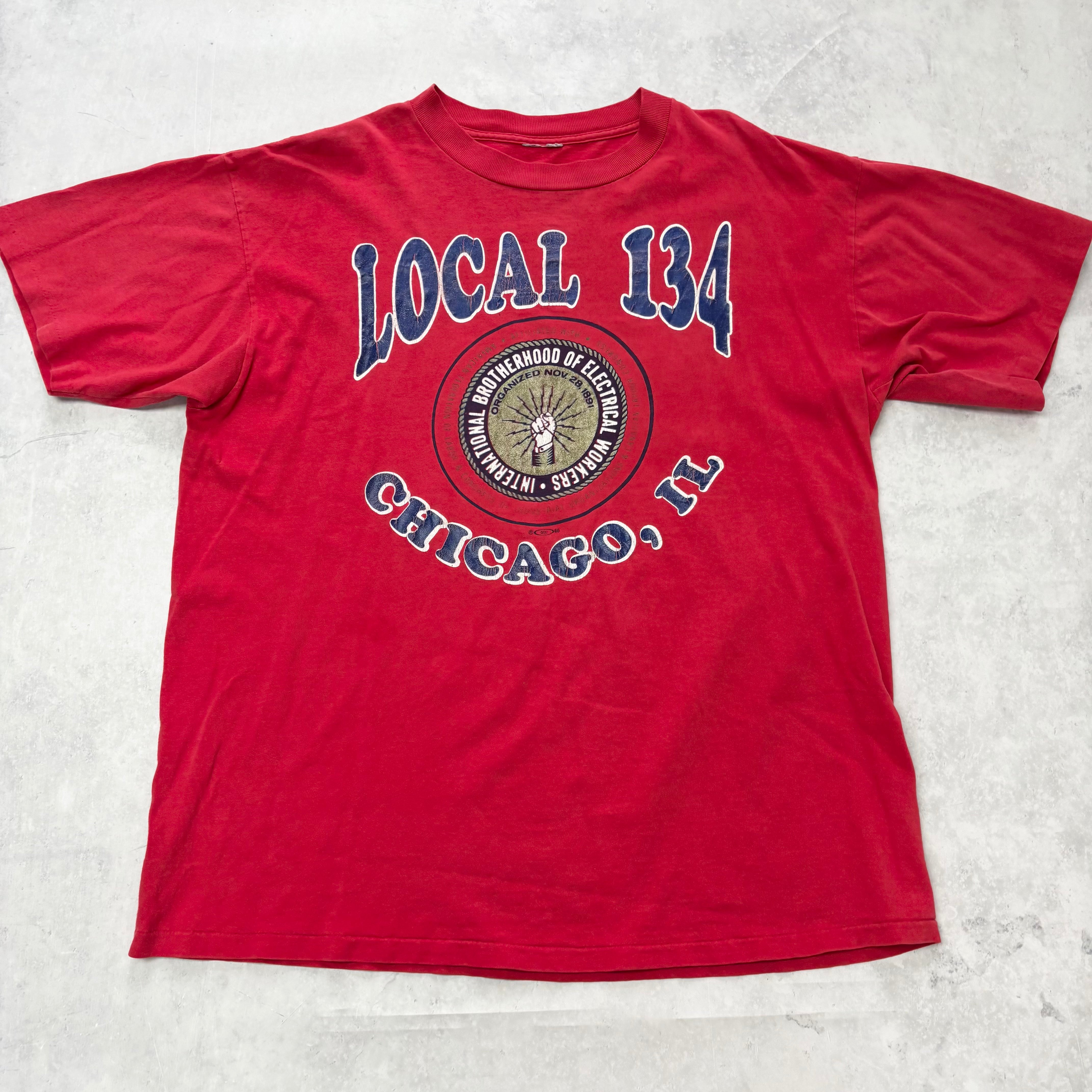 Vintage T Shirt Mens XL Red Single Stitch Graphic Print 90s Union USA