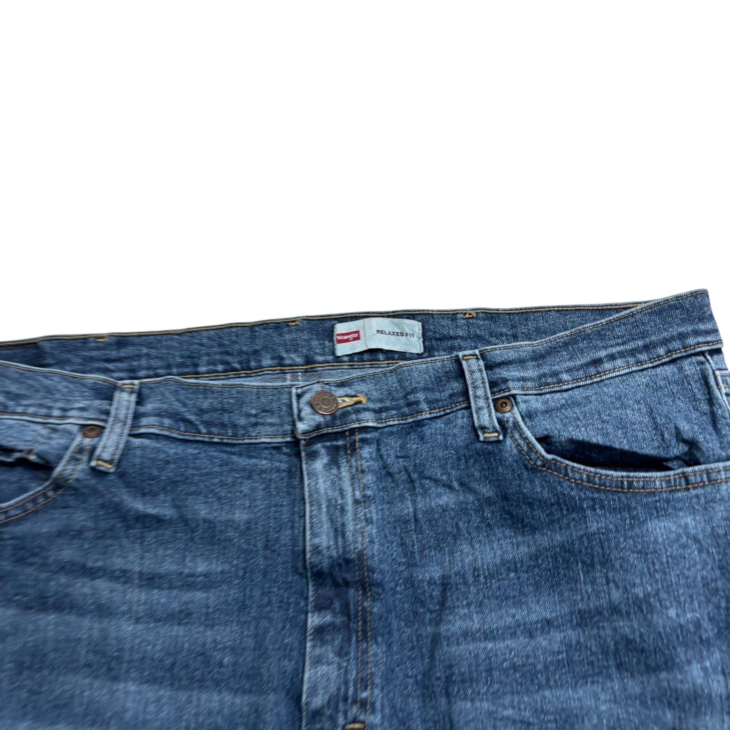 Wrangler Jeans W40 L30 Mens Mid Blue Relaxed Straight Fit Stretch Denim (E)