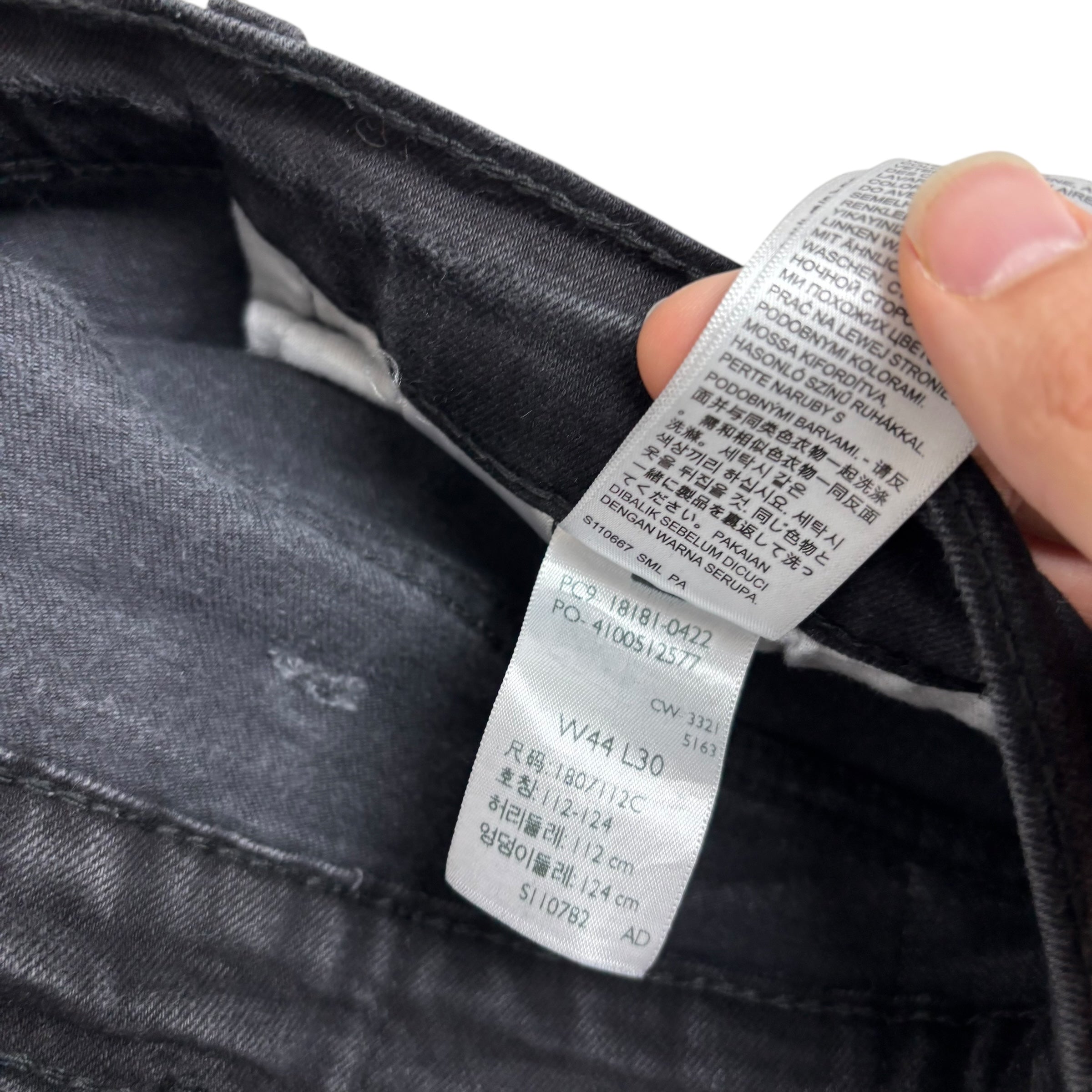 Levis 541 Jeans W44 L30 Mens Black Athletic Tapered Fit Stretch Denim (E)