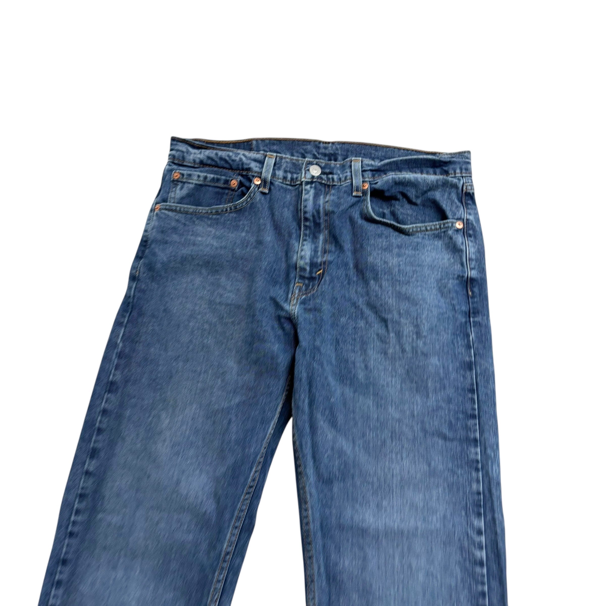 Levis 505 Jeans W34 L30 Mens Mid Blue Regular Straight Fit Stretch Denim (E)