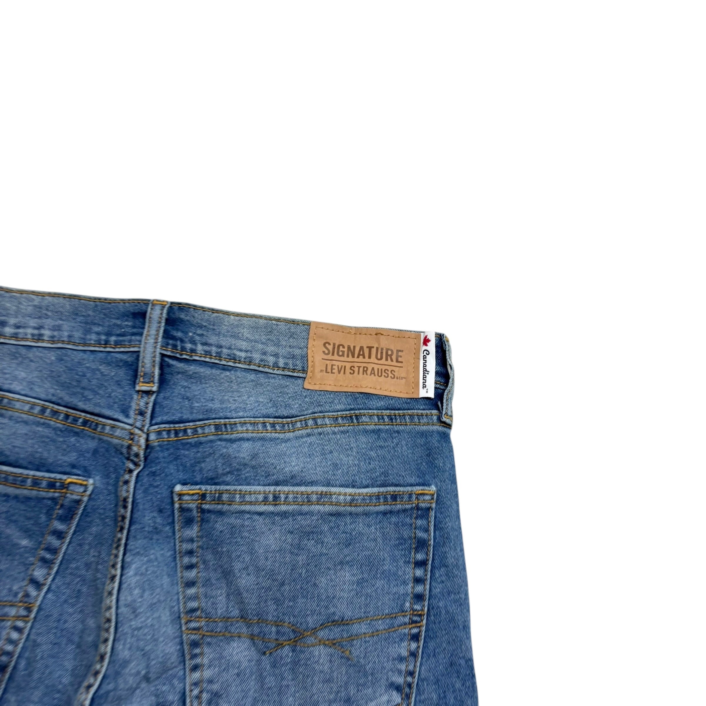 Levis Signature Jeans W32 L30 Mens Mid Blue Distressed Slim Fit Stretch (E)