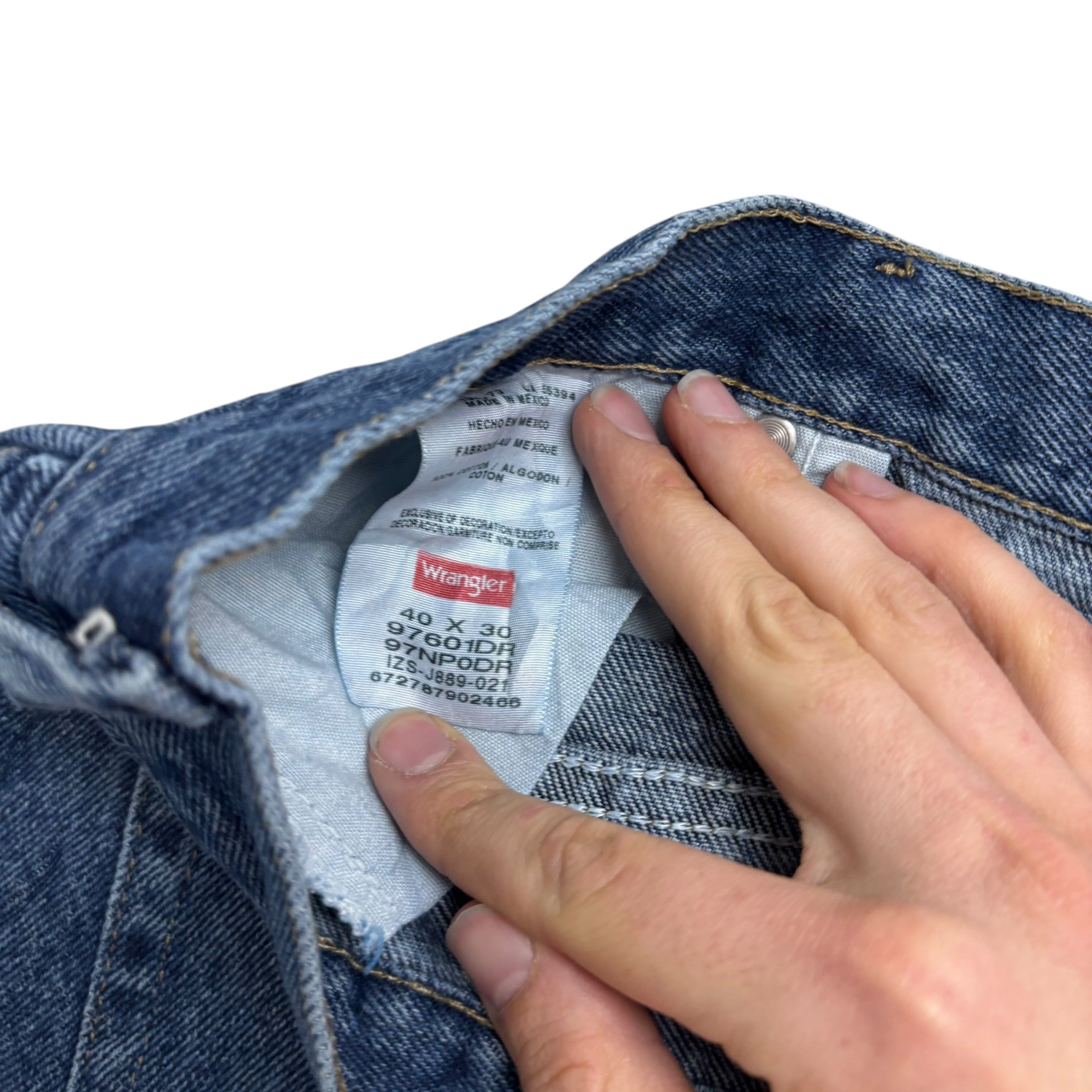 Wrangler Jeans W40 L30 Mens Mid Blue Baggy Relaxed Straight Fit Denim (E)