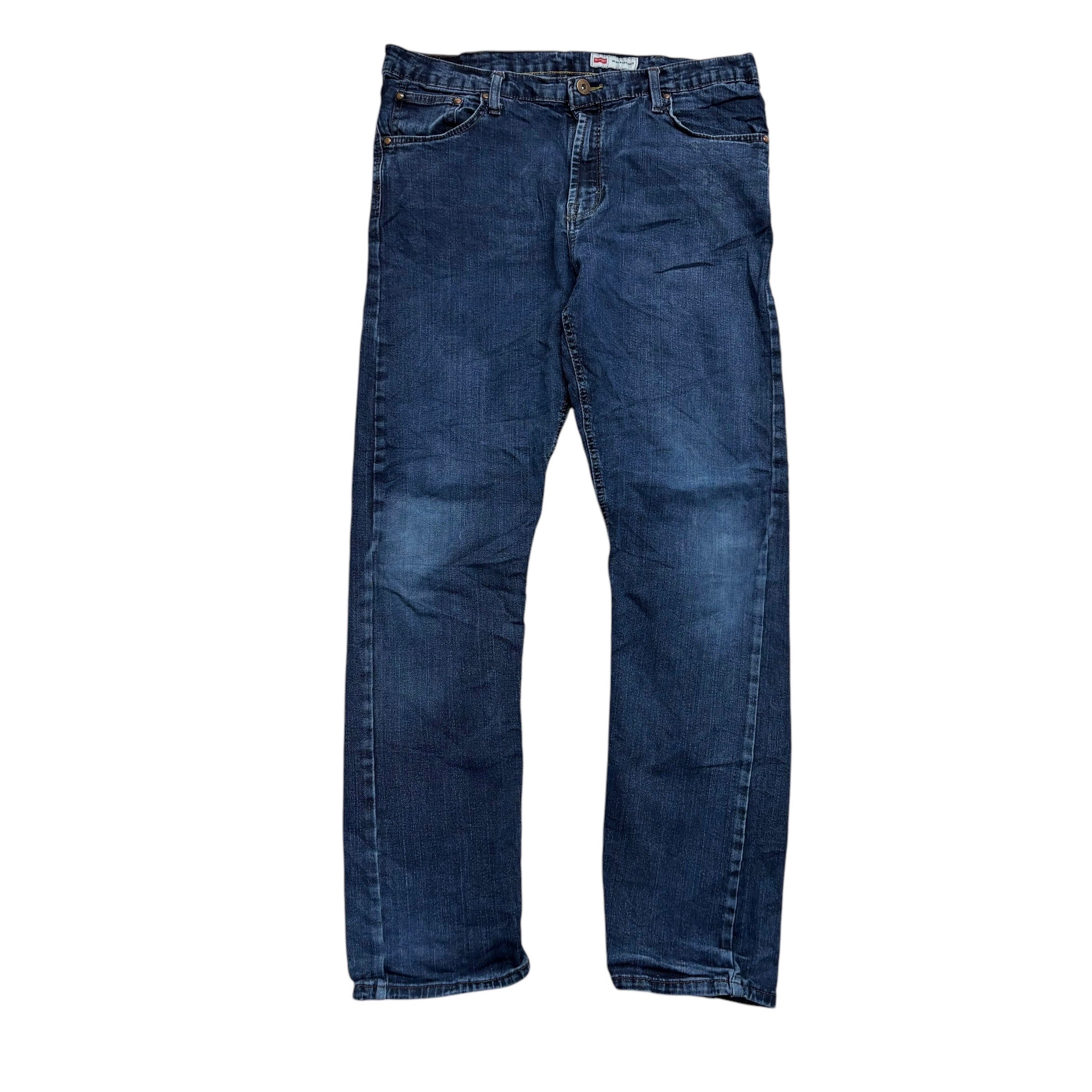 Wrangler Jeans W36 L32 Mens Mid Blue Slim Straight Fit Stretch Denim