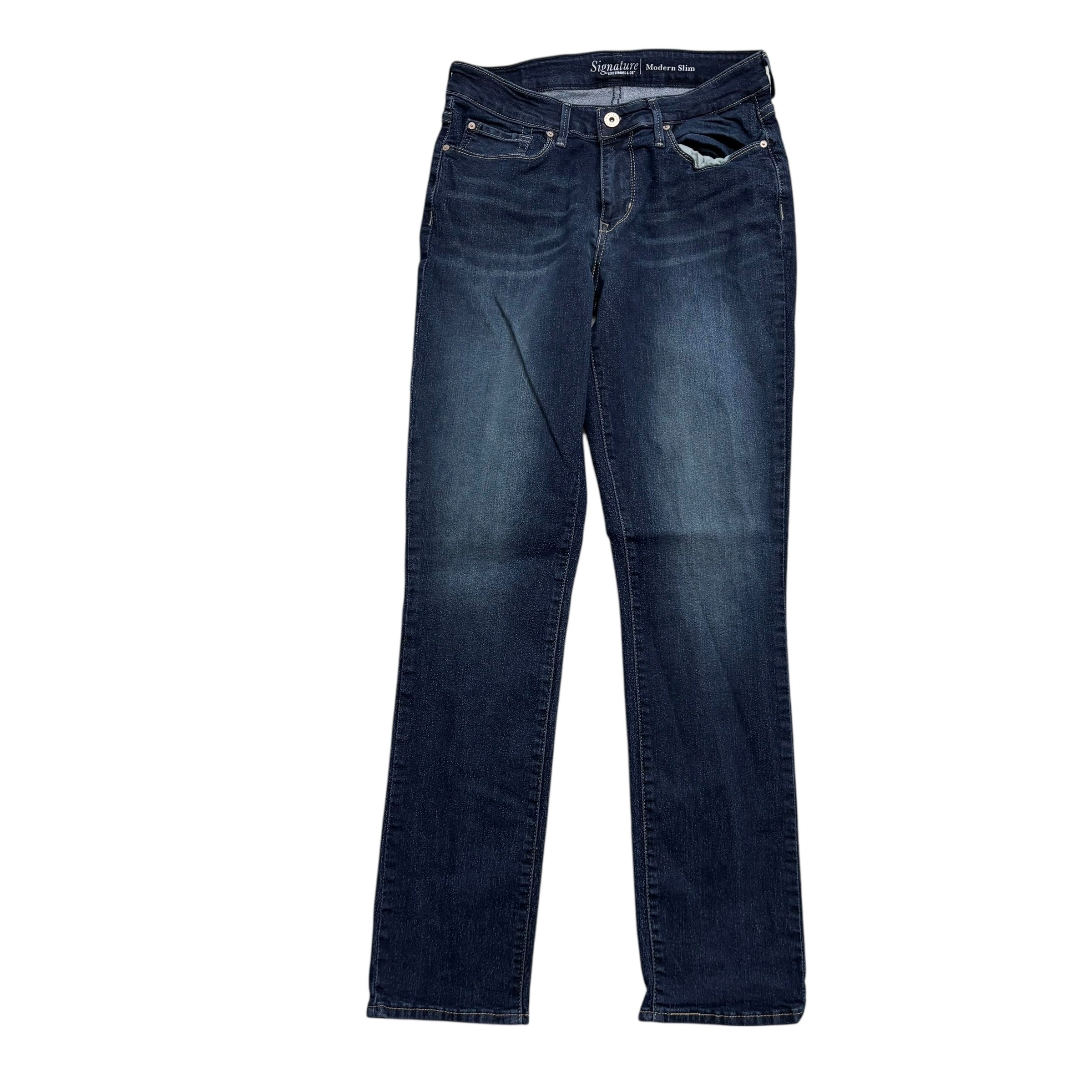 Levis Signature Jeans W26 L32 Womens Slim Fit Dark Blue Stretch Denim (E)