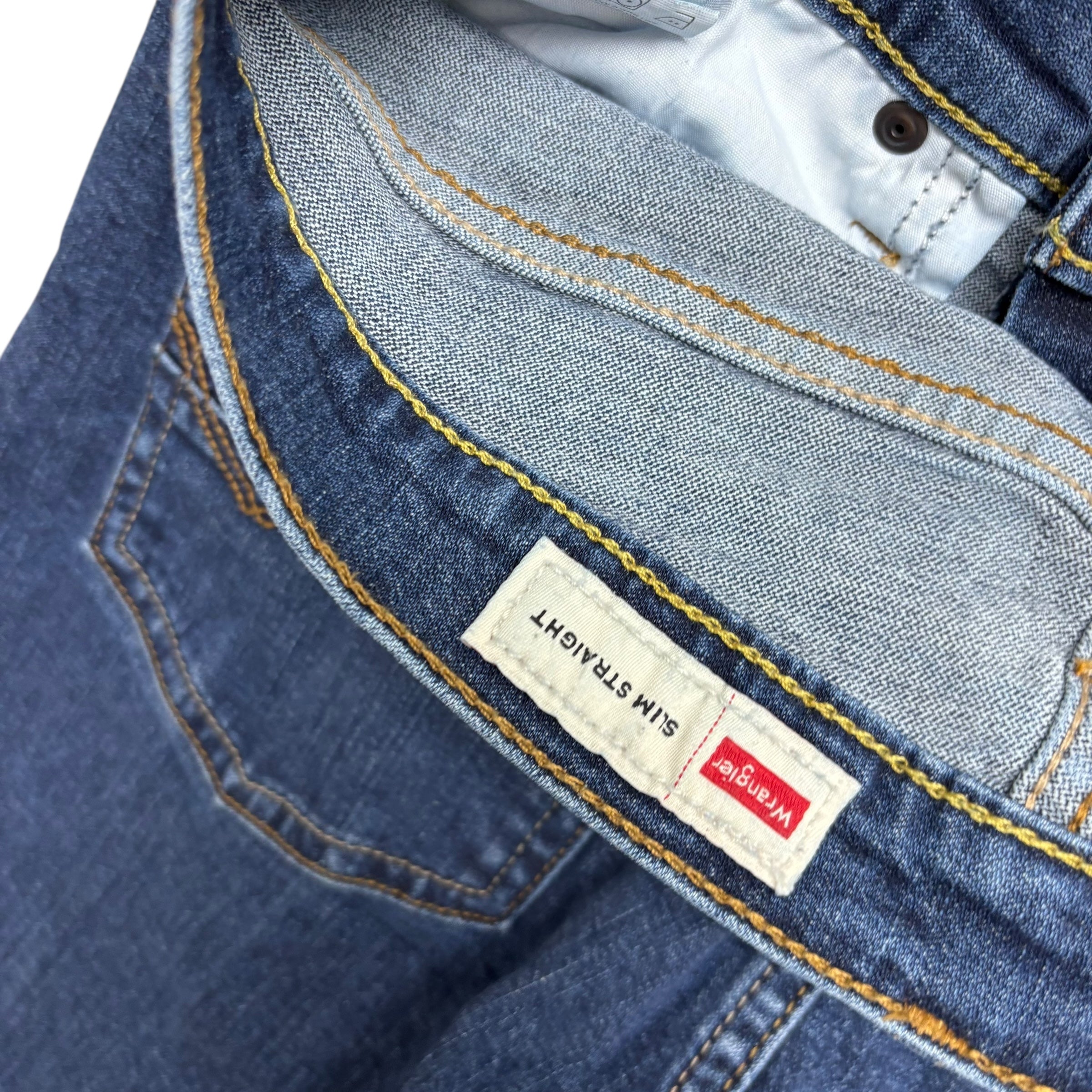 Wrangler Jeans W30 L32 Mens Dark Blue Slim Straight Fit Stretch Denim
