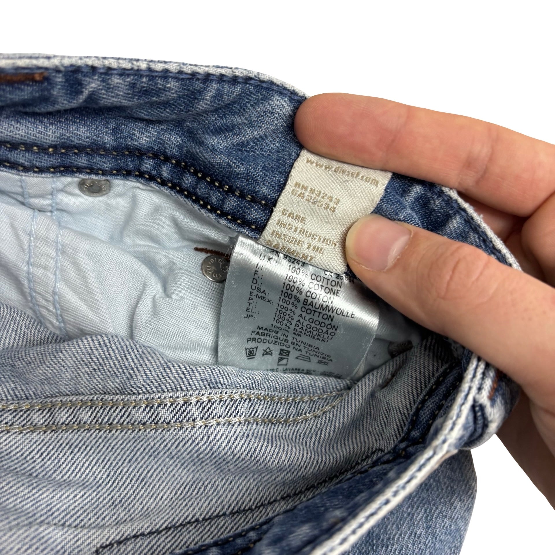 Diesel Larkee Jeans W34 L33 Mens Mid Blue Regular Straight Fit Denim (F)