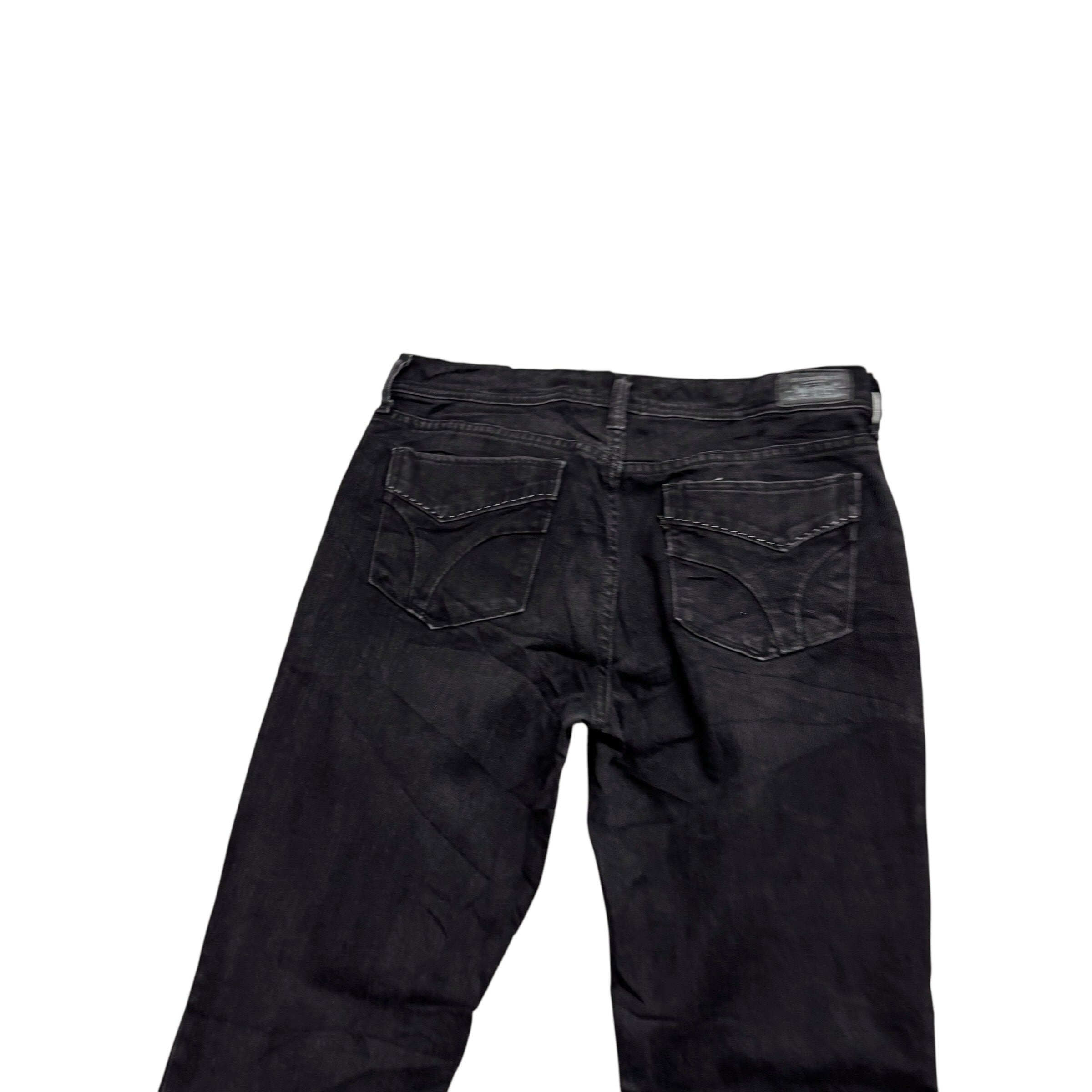 Levis 505 Jeans W30 L34 Womens Regular Straight Fit Black Stretch Y2K (E)